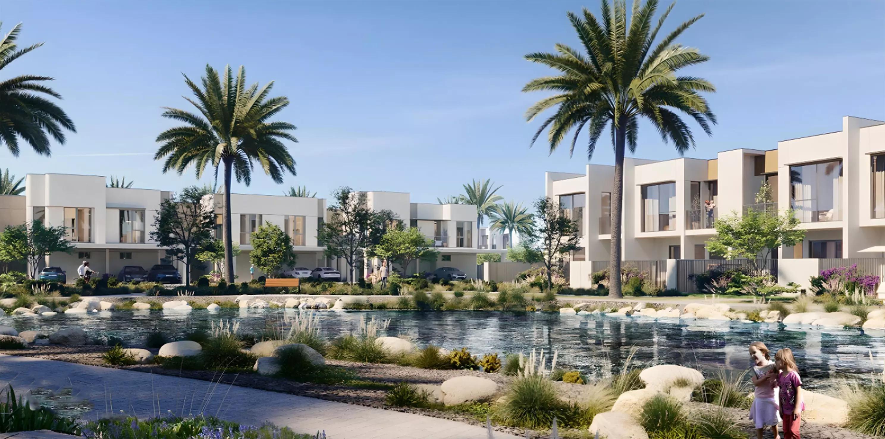 Nima townhouse courtyard and outdoor seating, The Valley, Dubai