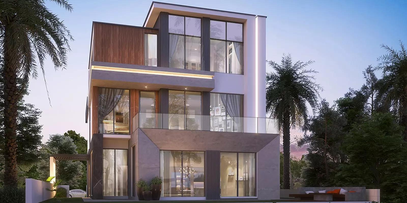Paradise Hills villa exterior with landscaped frontage, Dubai