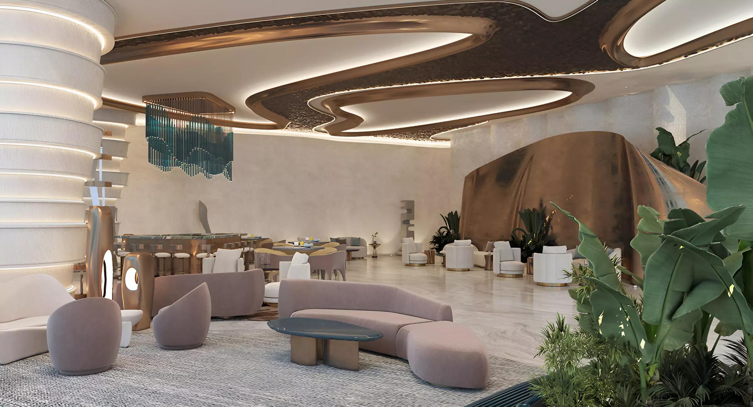 Sky Vista apartment interior living space, Dubai