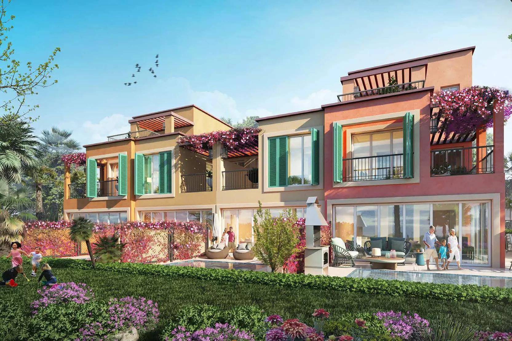 Private garden and pool area of a Nice by Damac villa, DAMAC Lagoons, Dubai