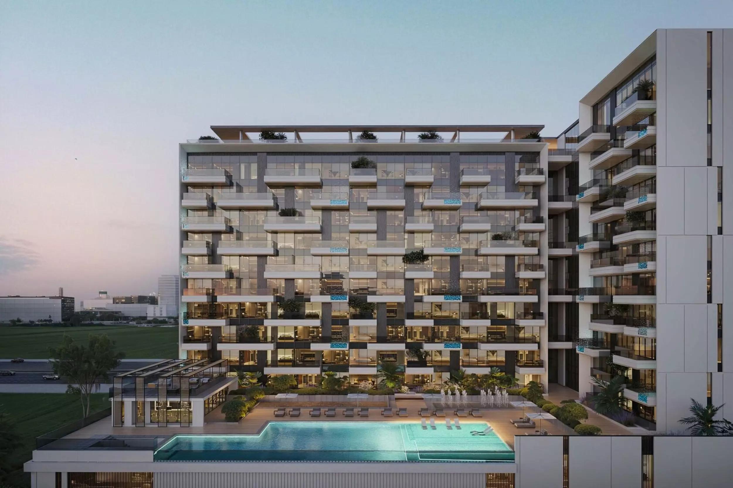 Beverly Gardens building entrance and driveway, Al Furjan