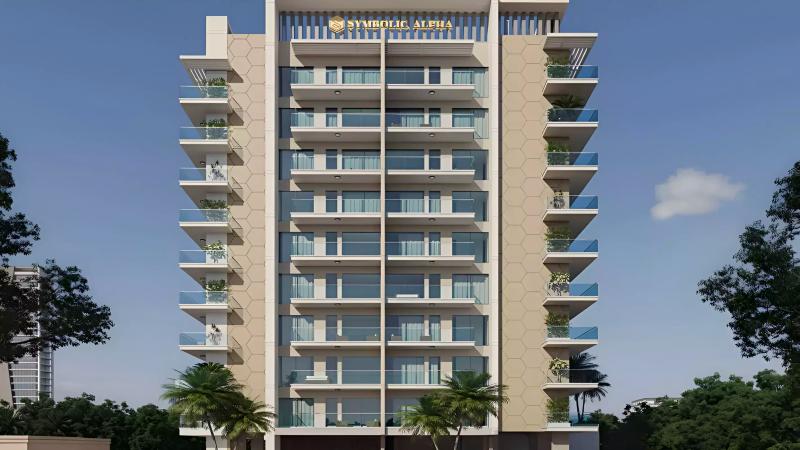 Symbolic Alpha apartment building exterior in Liwan, Dubai