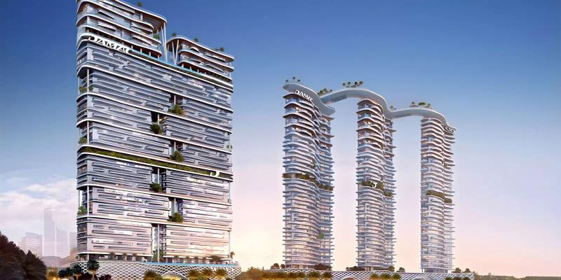 Damac Bay 2 tower exterior on Dubai Harbour waterfront, Dubai