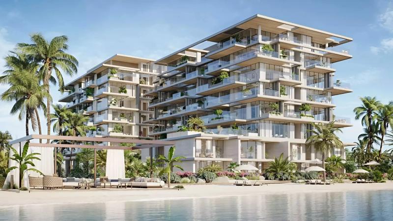 Shoaq Residences exterior facade under construction, Dubai Islands, Dubai