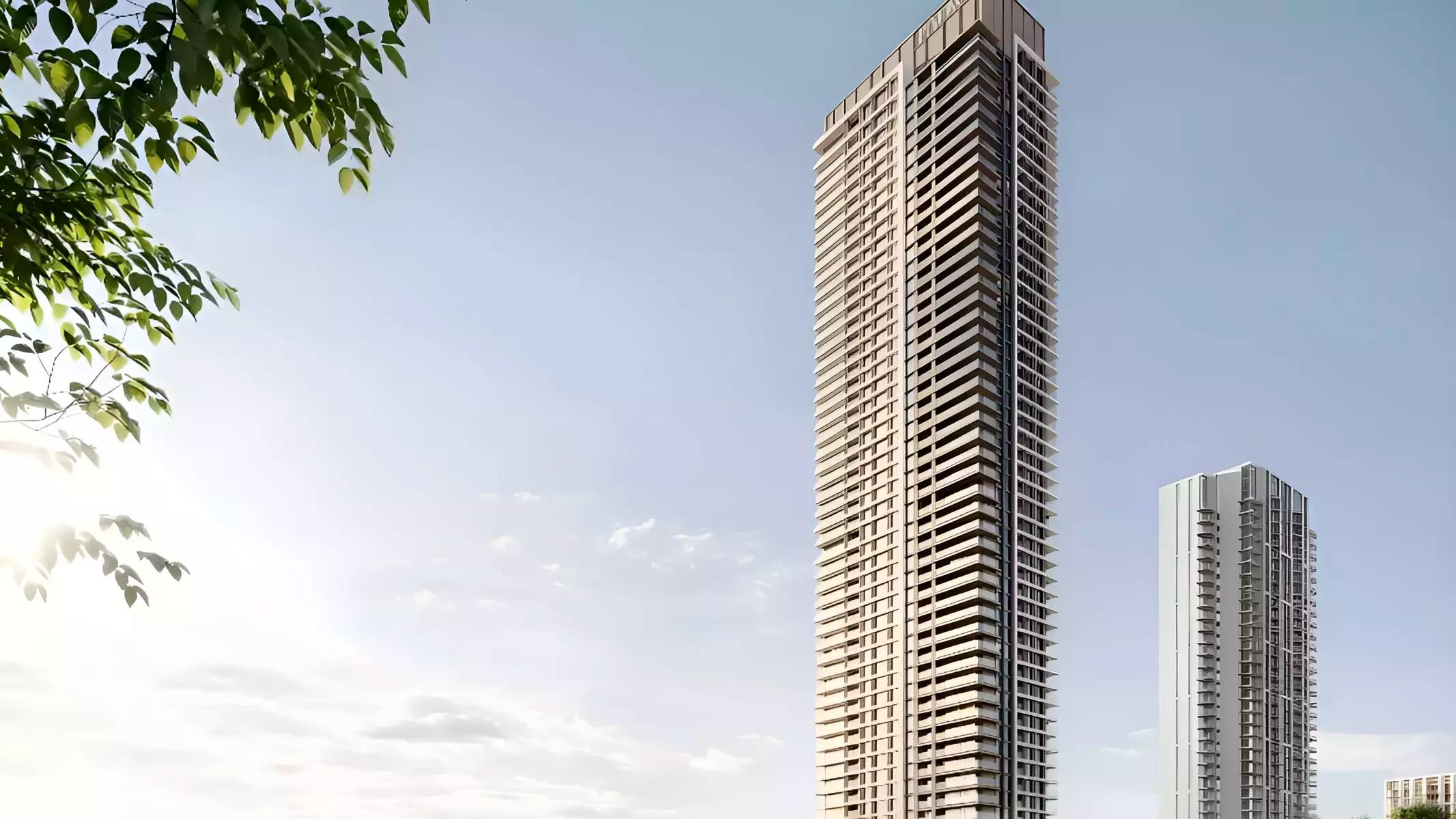 Palace Residences Creek Blue tower exterior at Dubai Creek Harbour