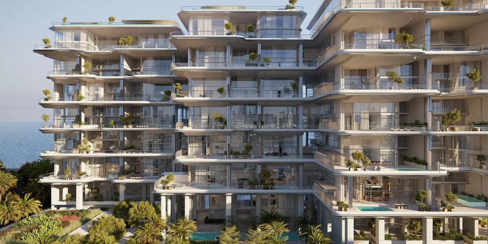 Orla by Omniyat waterfront facade with sea views, Palm Jumeirah, Dubai