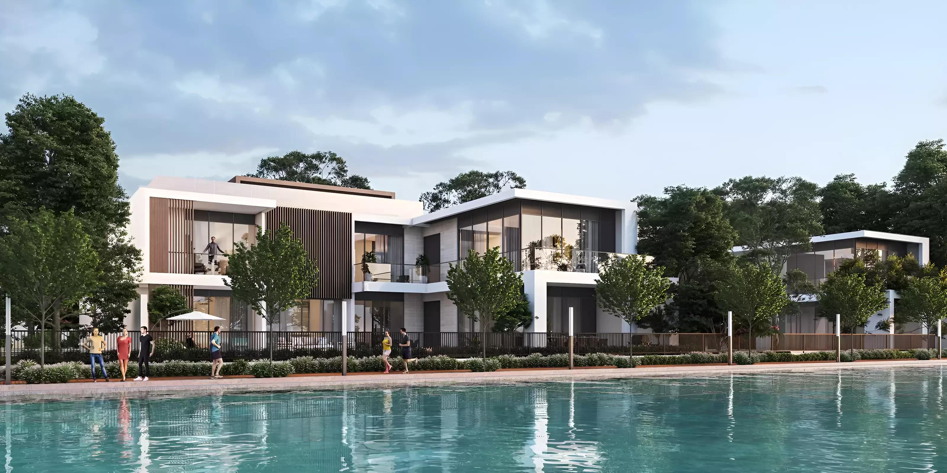 Sobha Estates villa exterior with landscaped grounds, Sobha Hartland II, Bukadra, Dubai