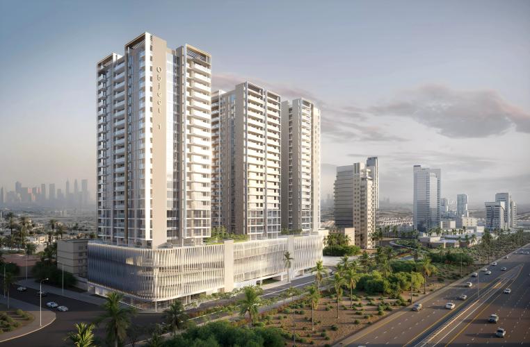 Lum1nar Tower 3 exterior facade and entrance, Jumeirah Village Triangle, Dubai