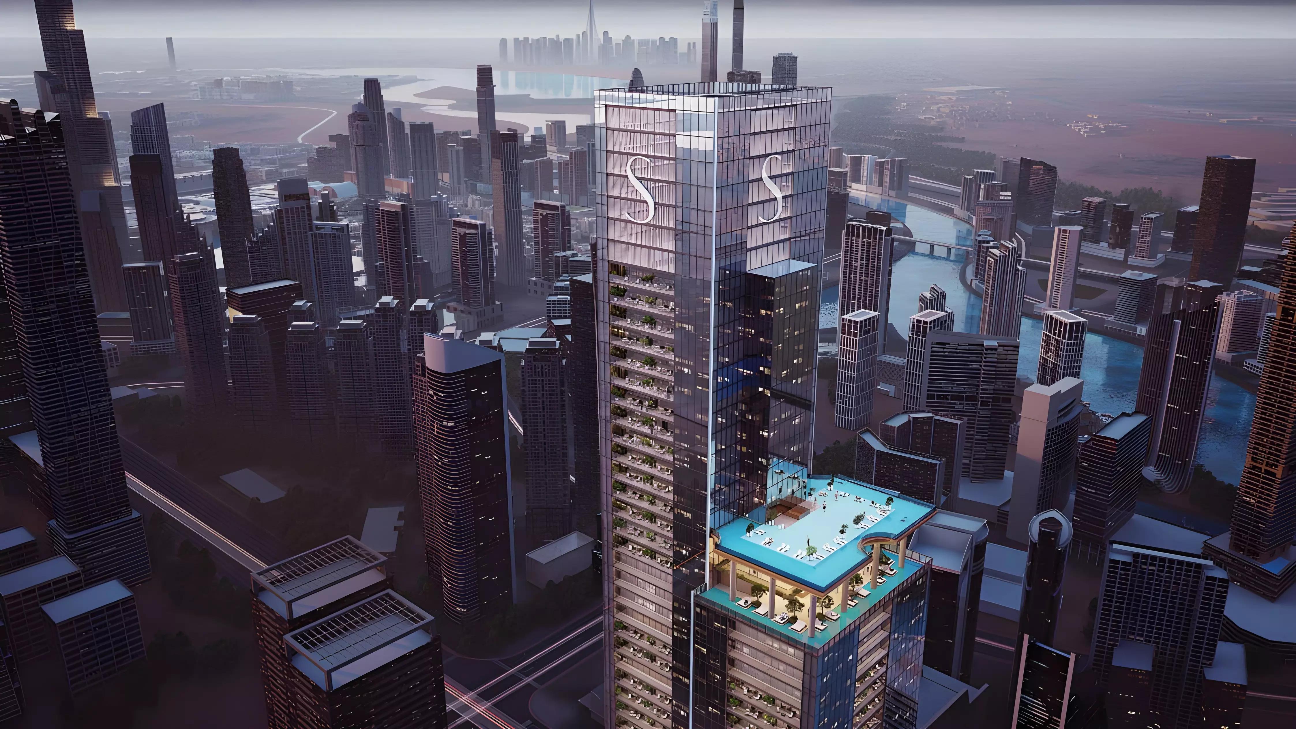 Sobha Skyparks tower exterior view, Business Bay, Dubai