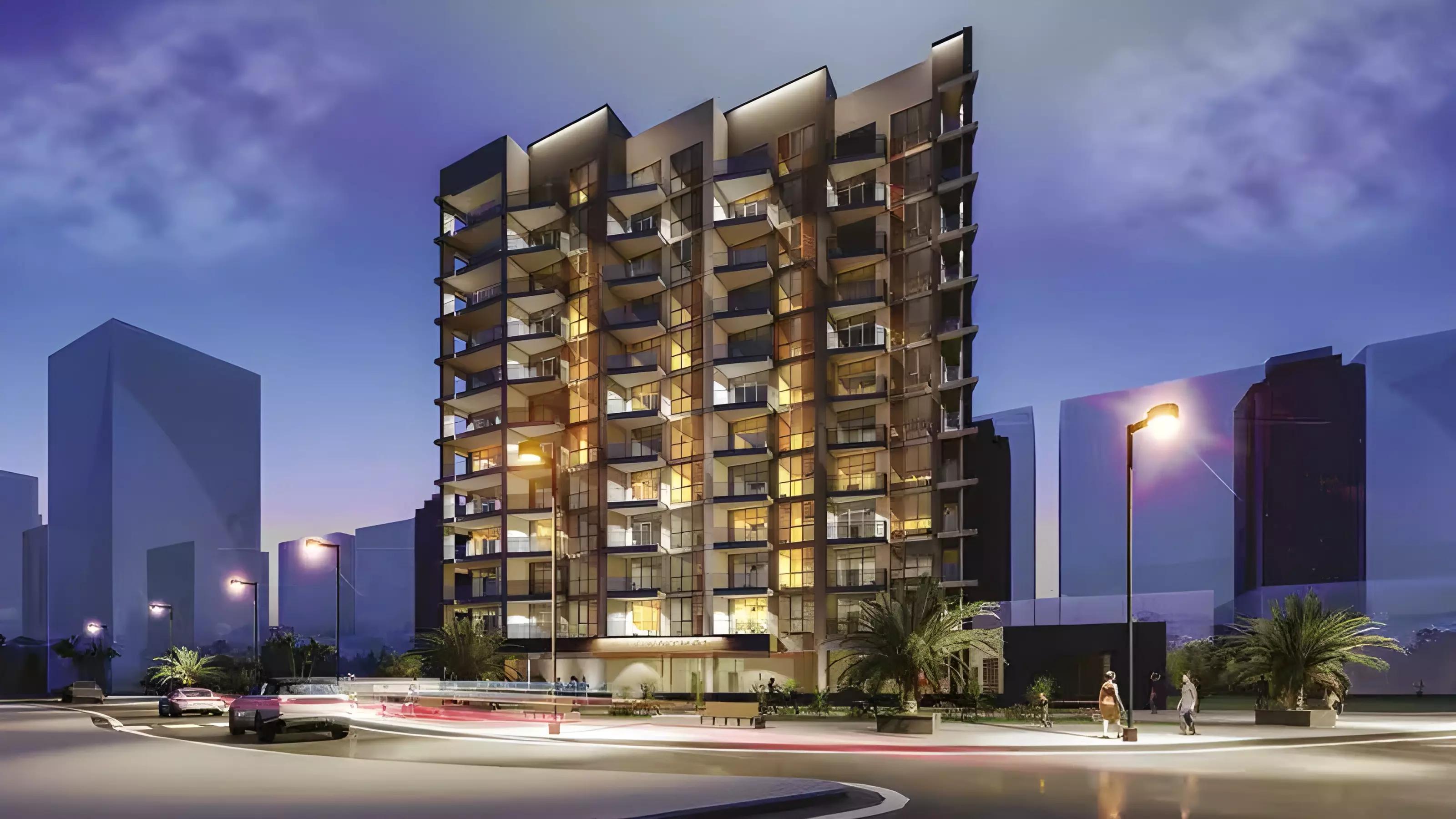 AG Central lobby interior with modern design, Dubai Land Residence Complex