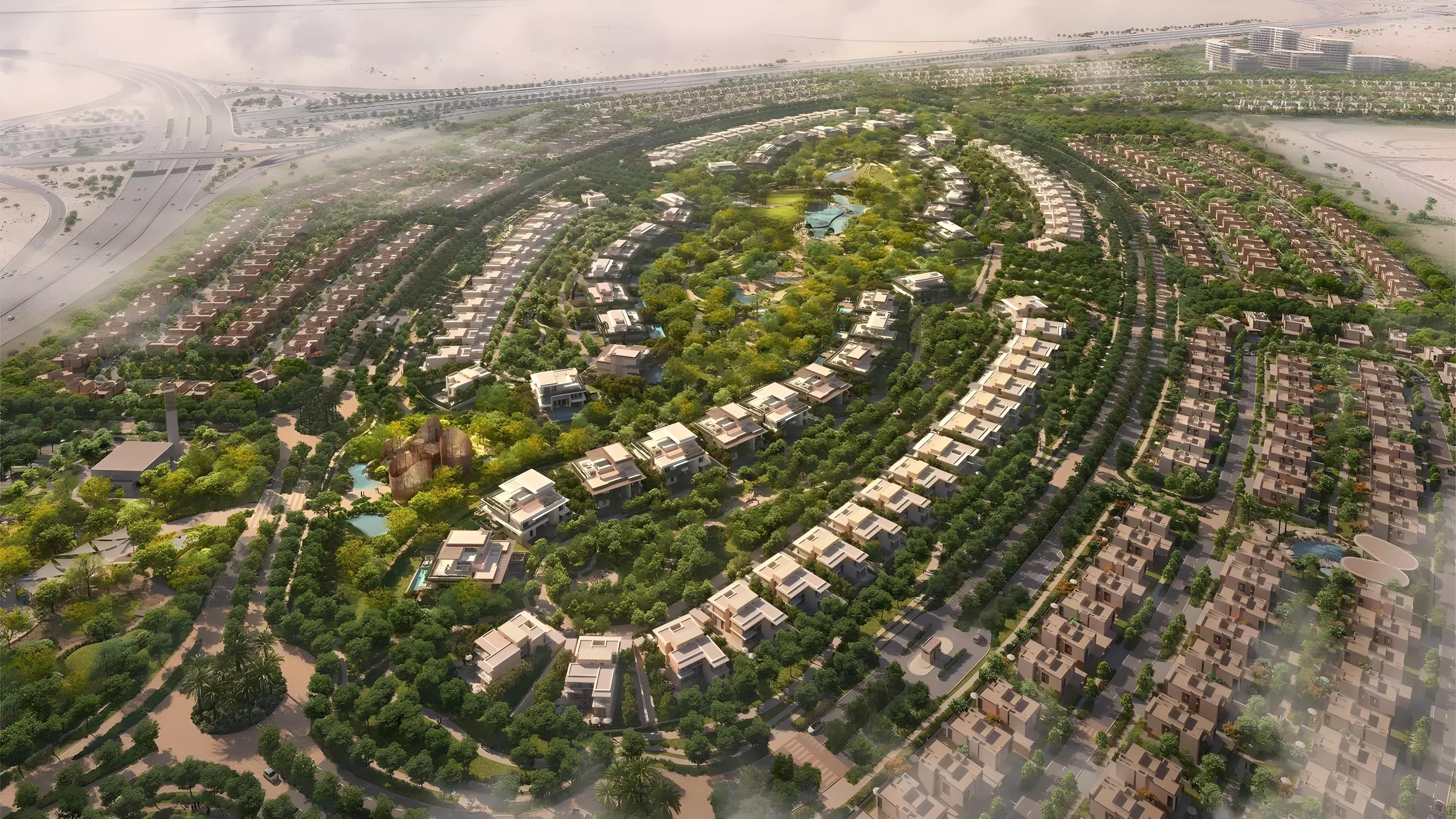 Murjan villa community street view, The Wilds by Aldar