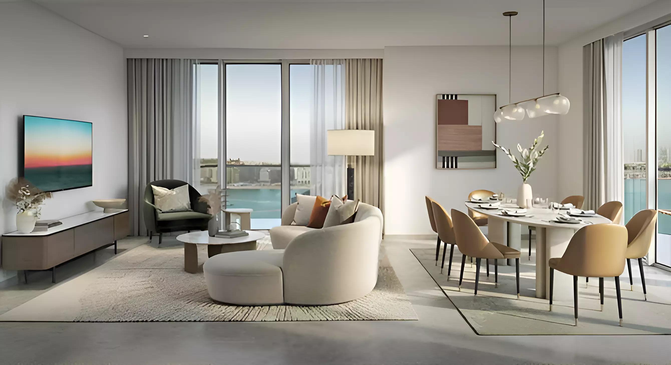 Seapoint interior living space, Emaar Beachfront, Dubai