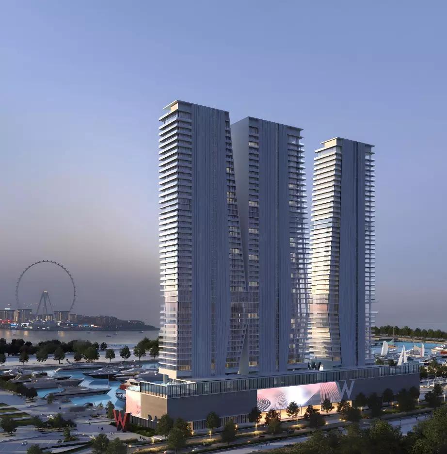 W Residences Dubai Harbour rooftop pool deck overlooking the marina, Dubai Harbour, Dubai
