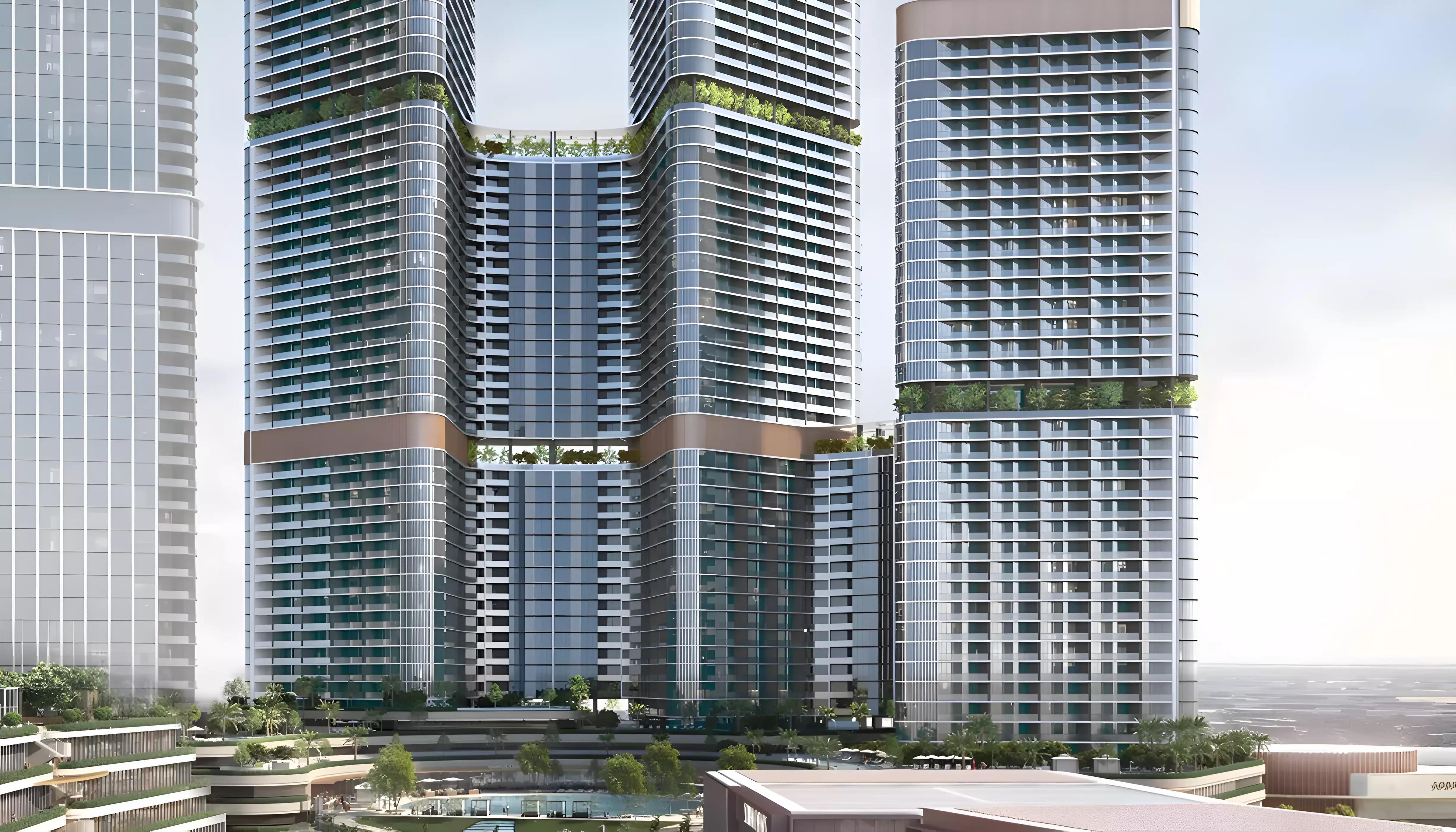 Skyvue Solair tower exterior view, Sobha Hartland II, Bukadra, Dubai