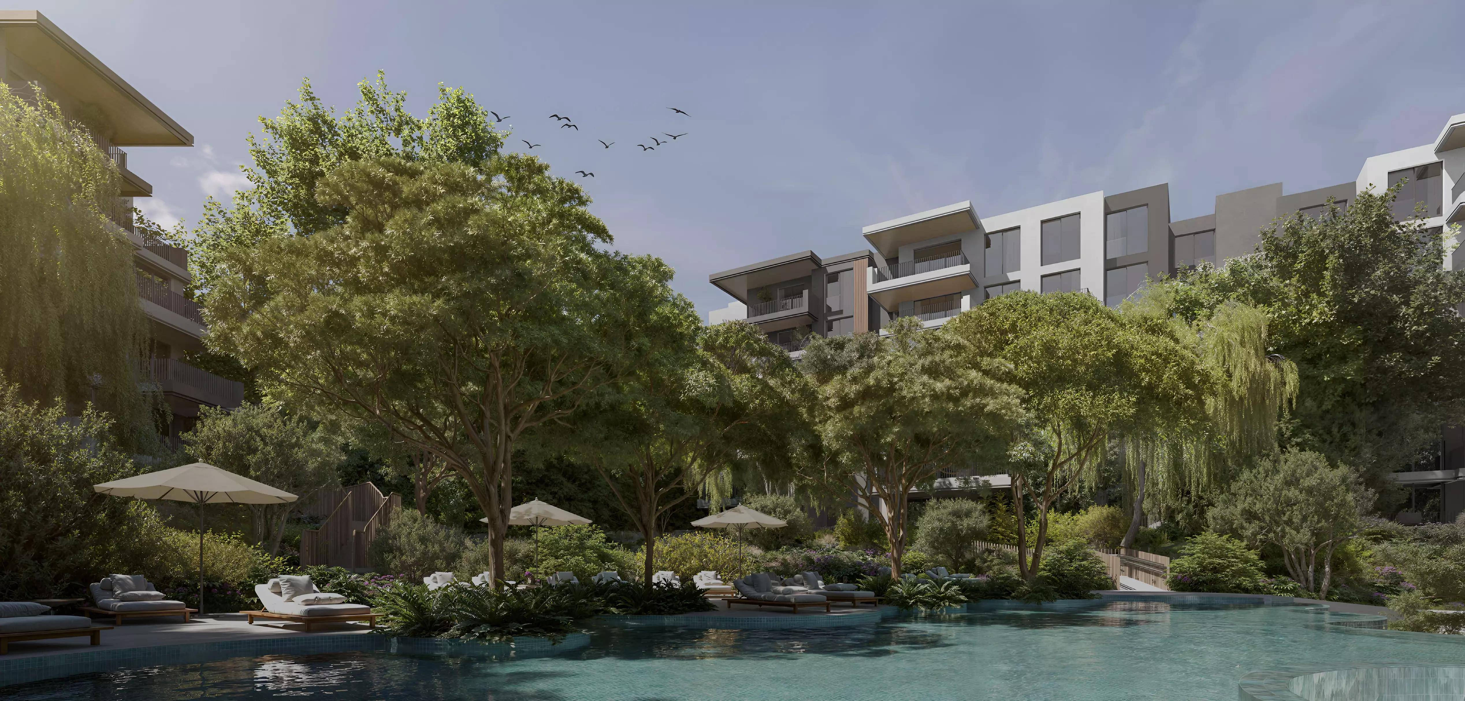 Cilia at Ghaf Woods exterior building facade, Dubai Land, Dubai