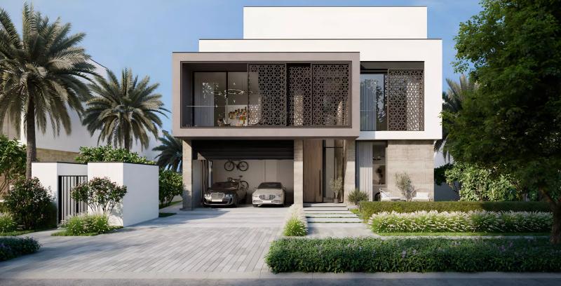 Beachfront villa exterior on Palm Jebel Ali Frond E, Dubai