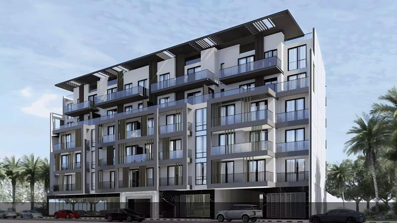 Enaya Residences apartment building exterior in Jumeirah Village Triangle, Dubai
