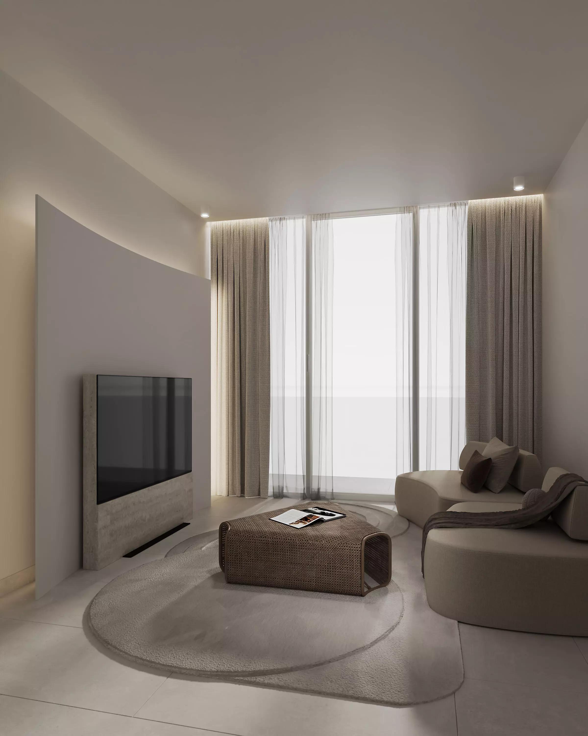 Wadi 645 apartment interior living area, Majan