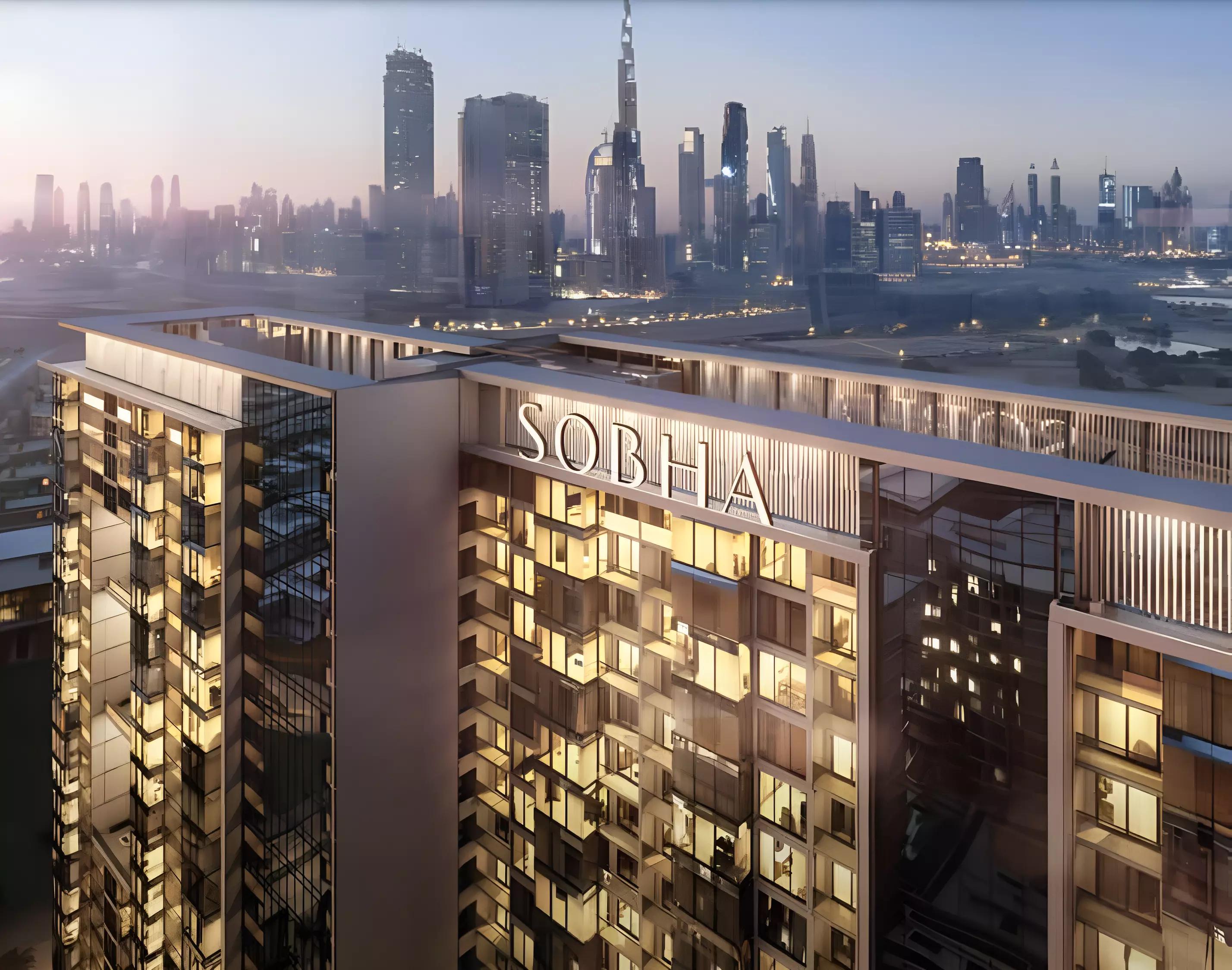 One Park Avenue swimming pool area, Sobha Hartland, Dubai