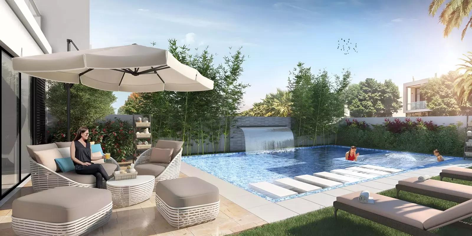 Villa driveway and facade at Silver Springs 3, DAMAC Hills, Dubai