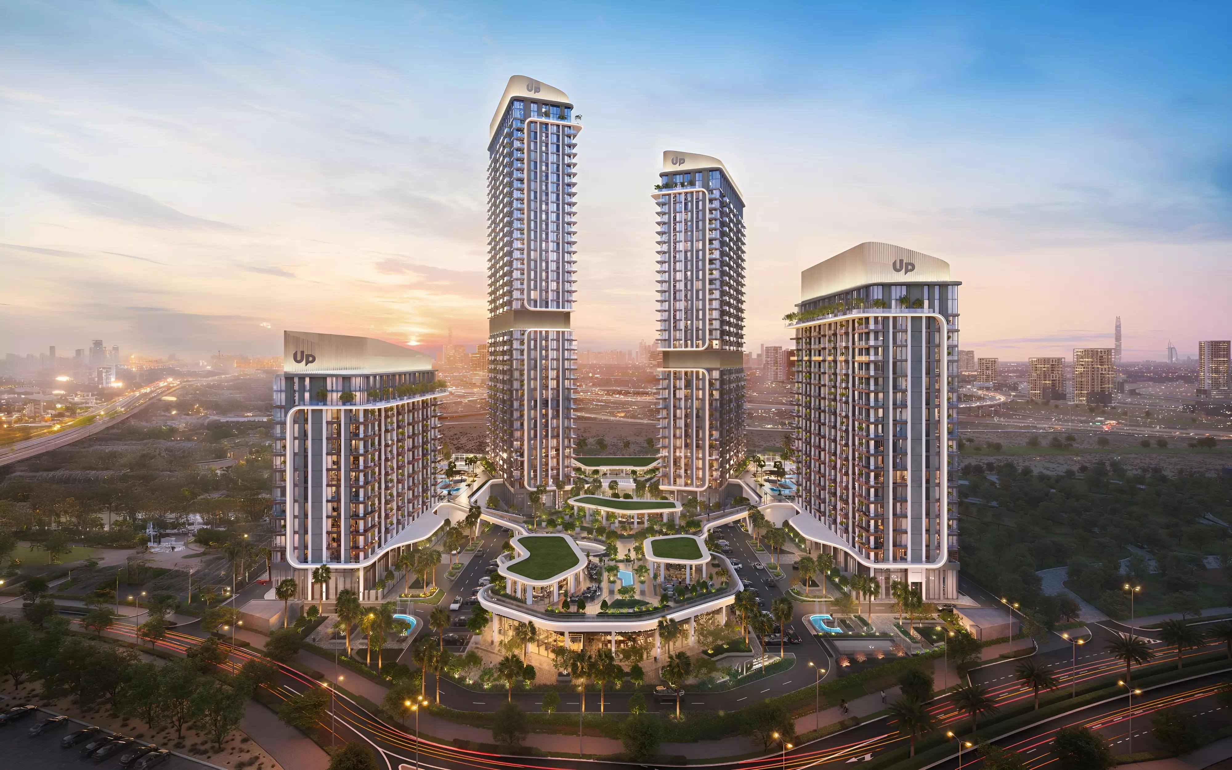 Residential tower view of Mirdad 2 by Union Properties in Motor City