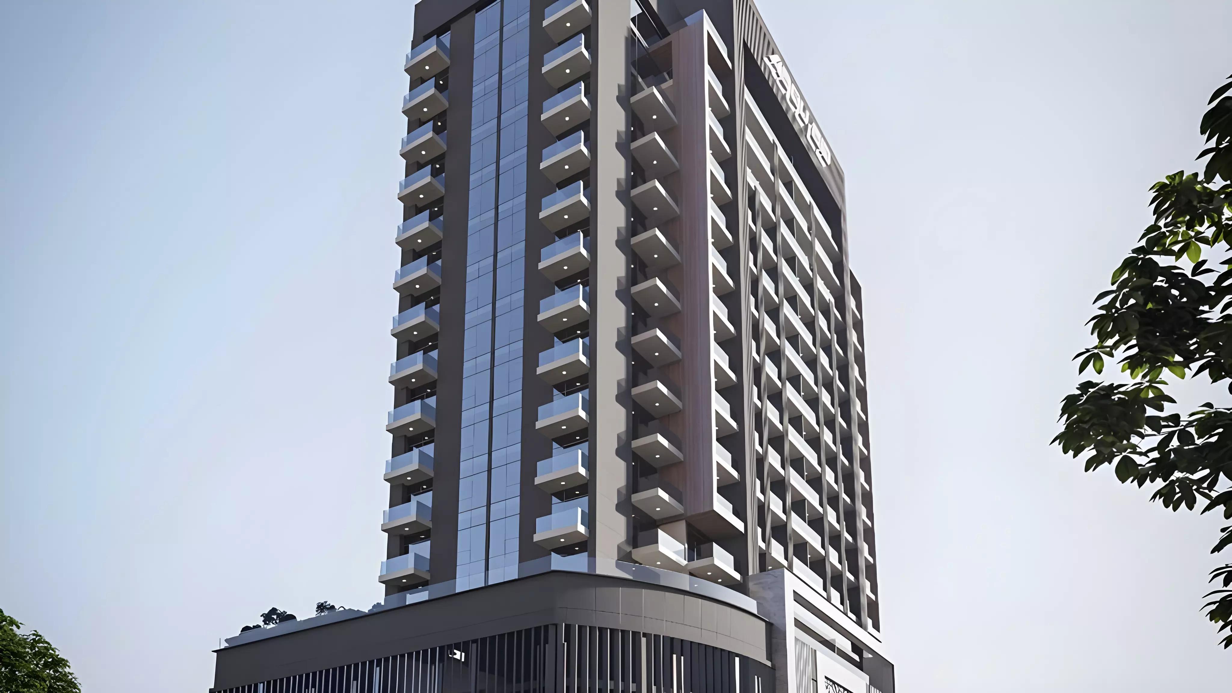 Celia Heights exterior building facade in Majan, Dubai