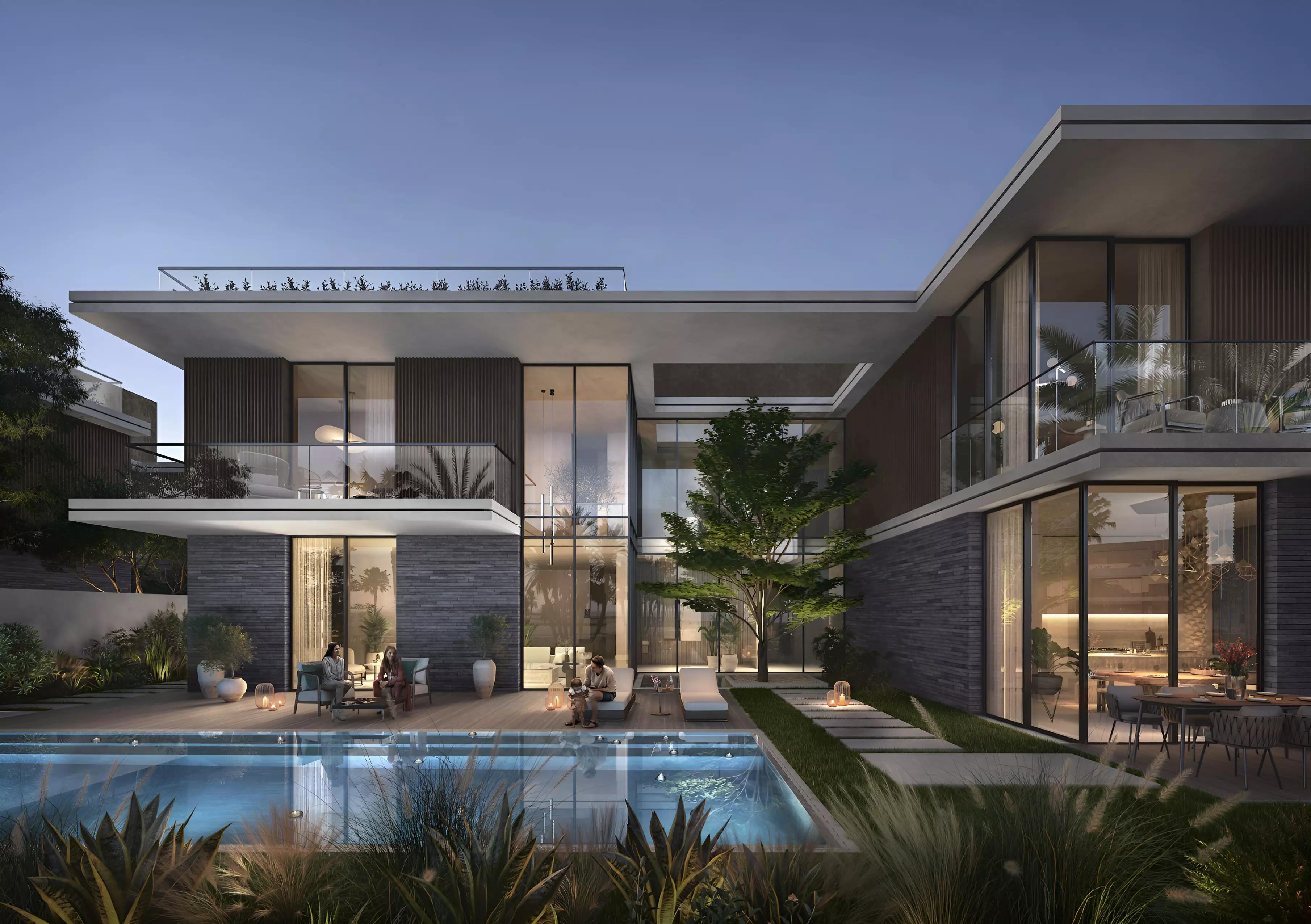 Ravenna Residences villa facade and driveway, The Wilds by Aldar, Dubai