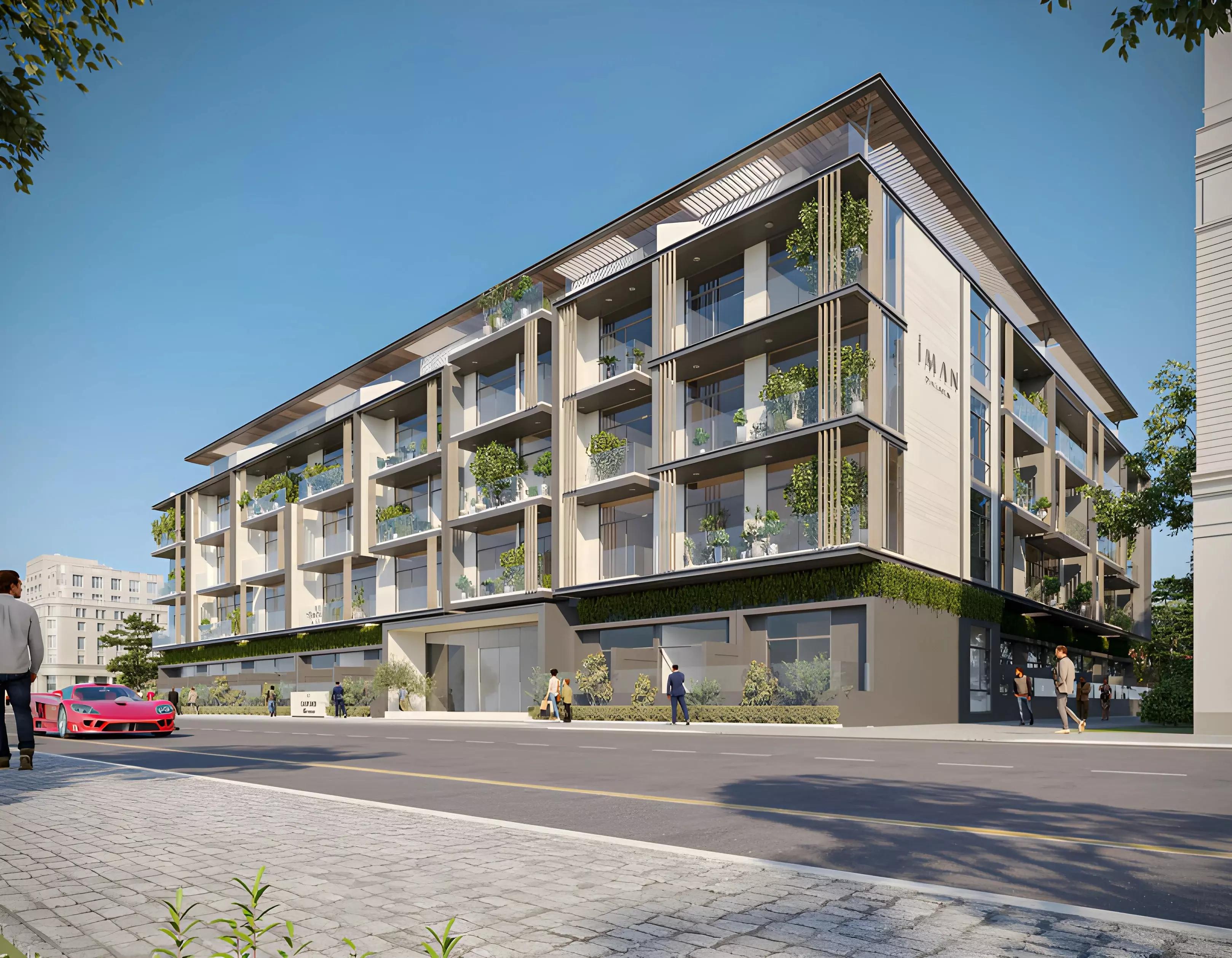 Exterior facade of Oxford Terraces Phase 2 apartment building, JVC, Dubai