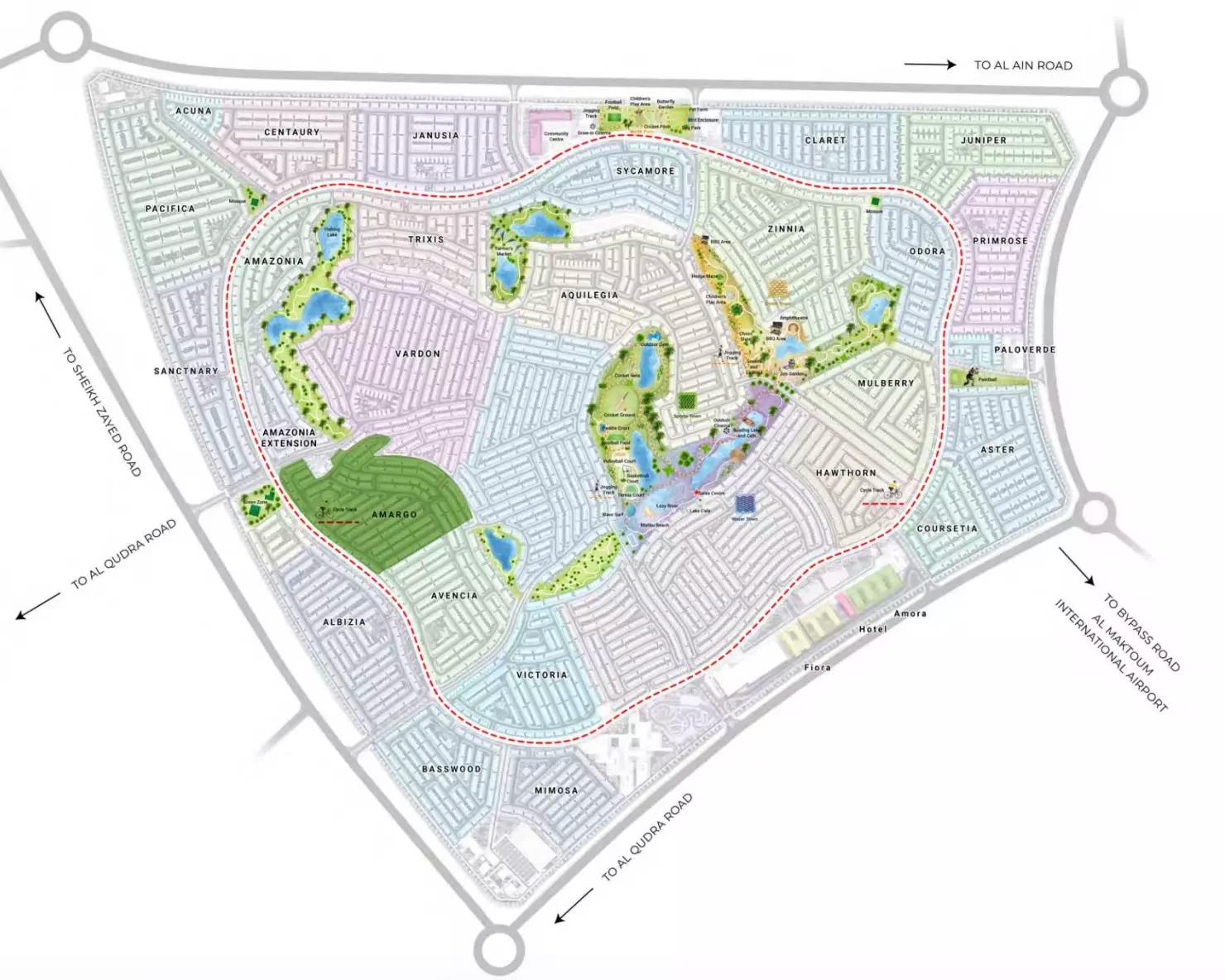 Eterno Prestige Villas master plan layout, Damac Hills 2