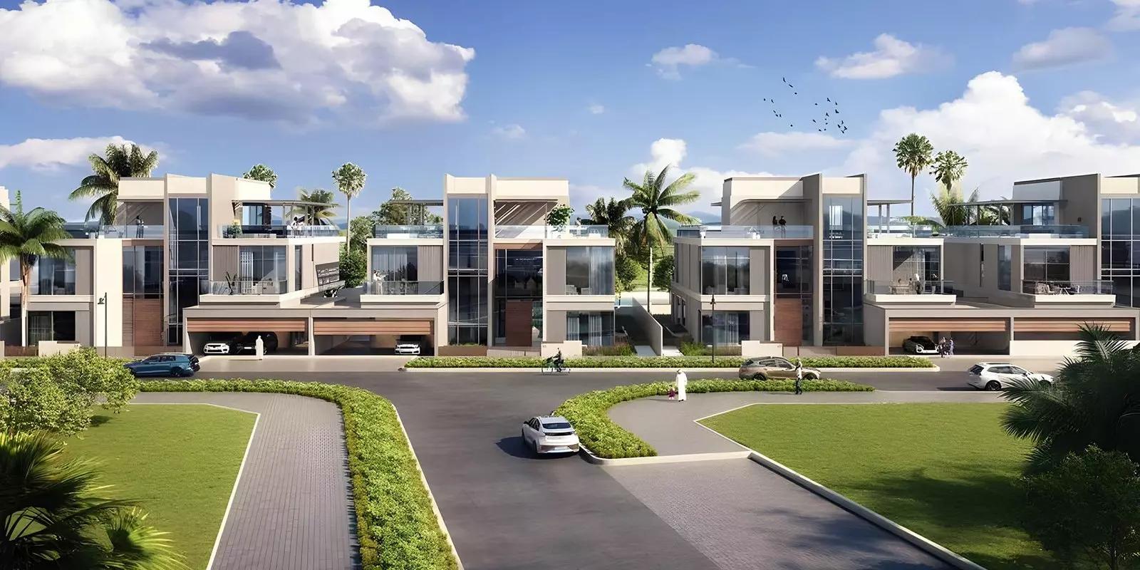 South Bay Phase 3 waterway-facing villa view, Dubai South