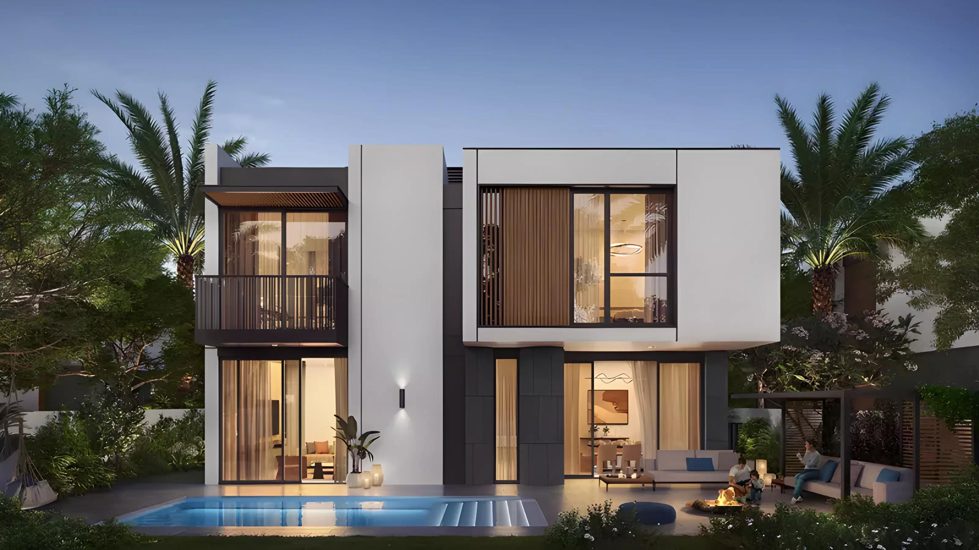 Interior living space of an Oasis townhouse at Haven By Aldar, Dubai