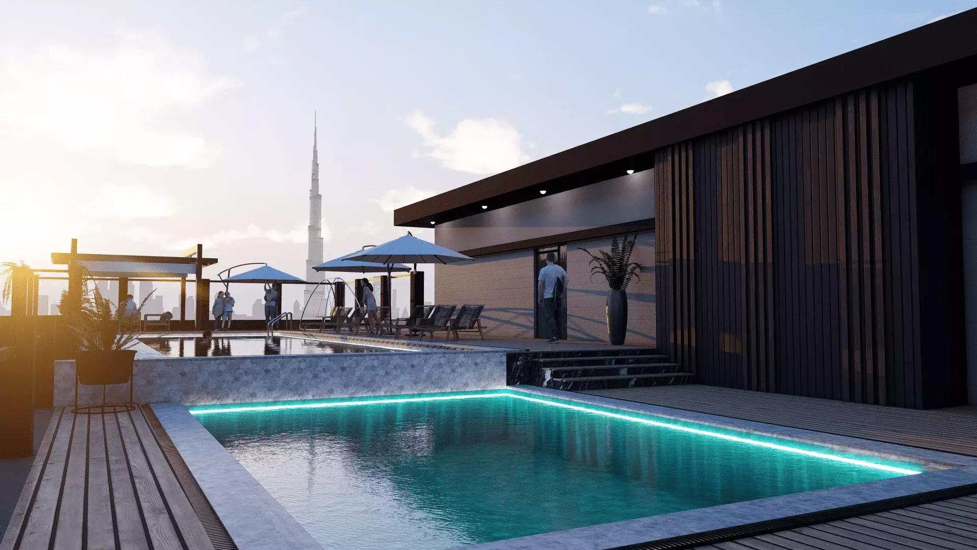Confident Lancaster building elevation from street level, Liwan, Dubai