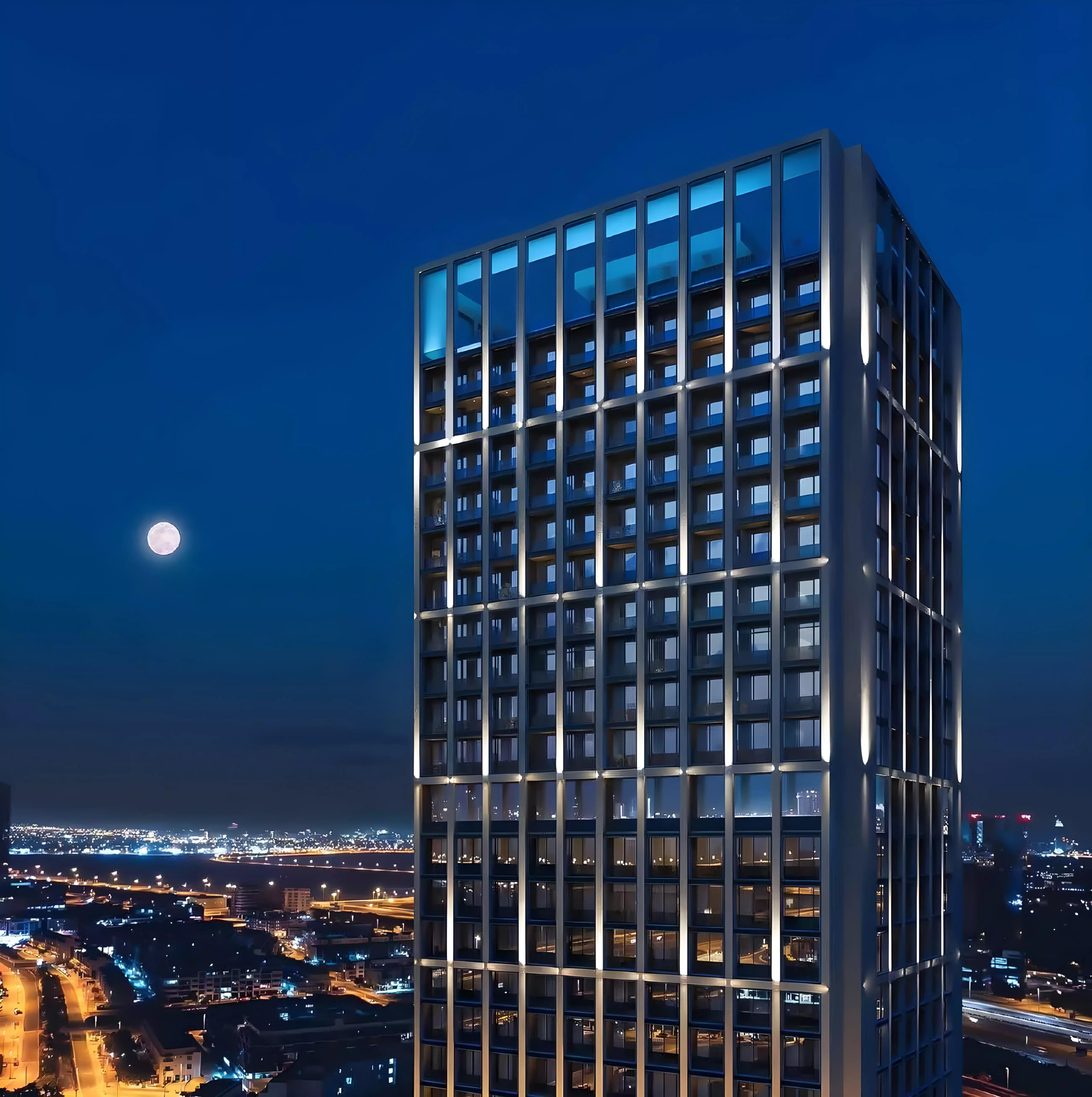 Binghatti Twilight residential tower exterior, Al Jaddaf, Dubai