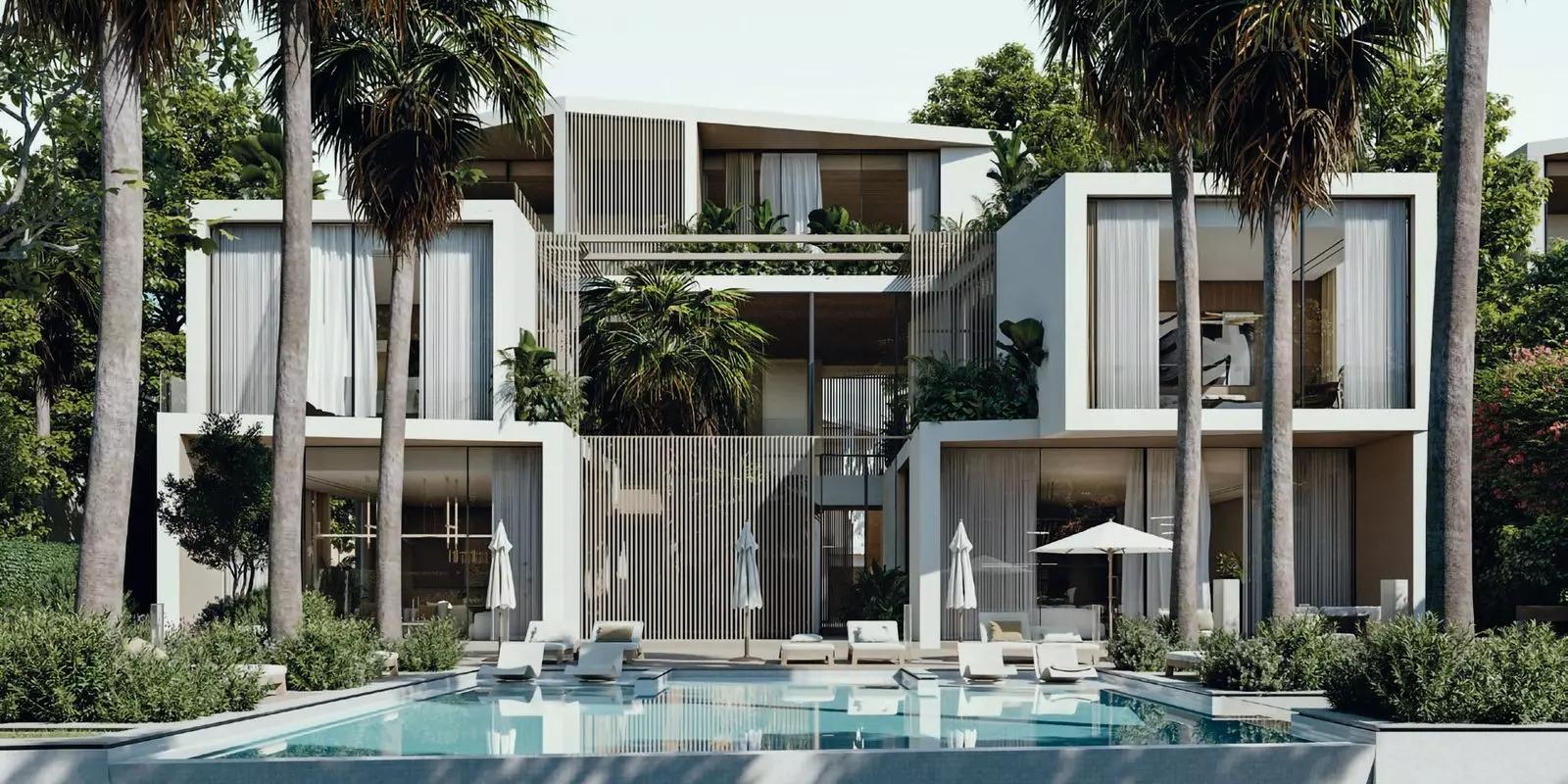 Altissima villa exterior with landscaped greenery at Al Barari, Dubai
