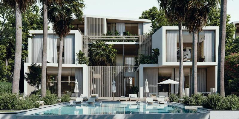 Altissima villa exterior with landscaped greenery at Al Barari, Dubai