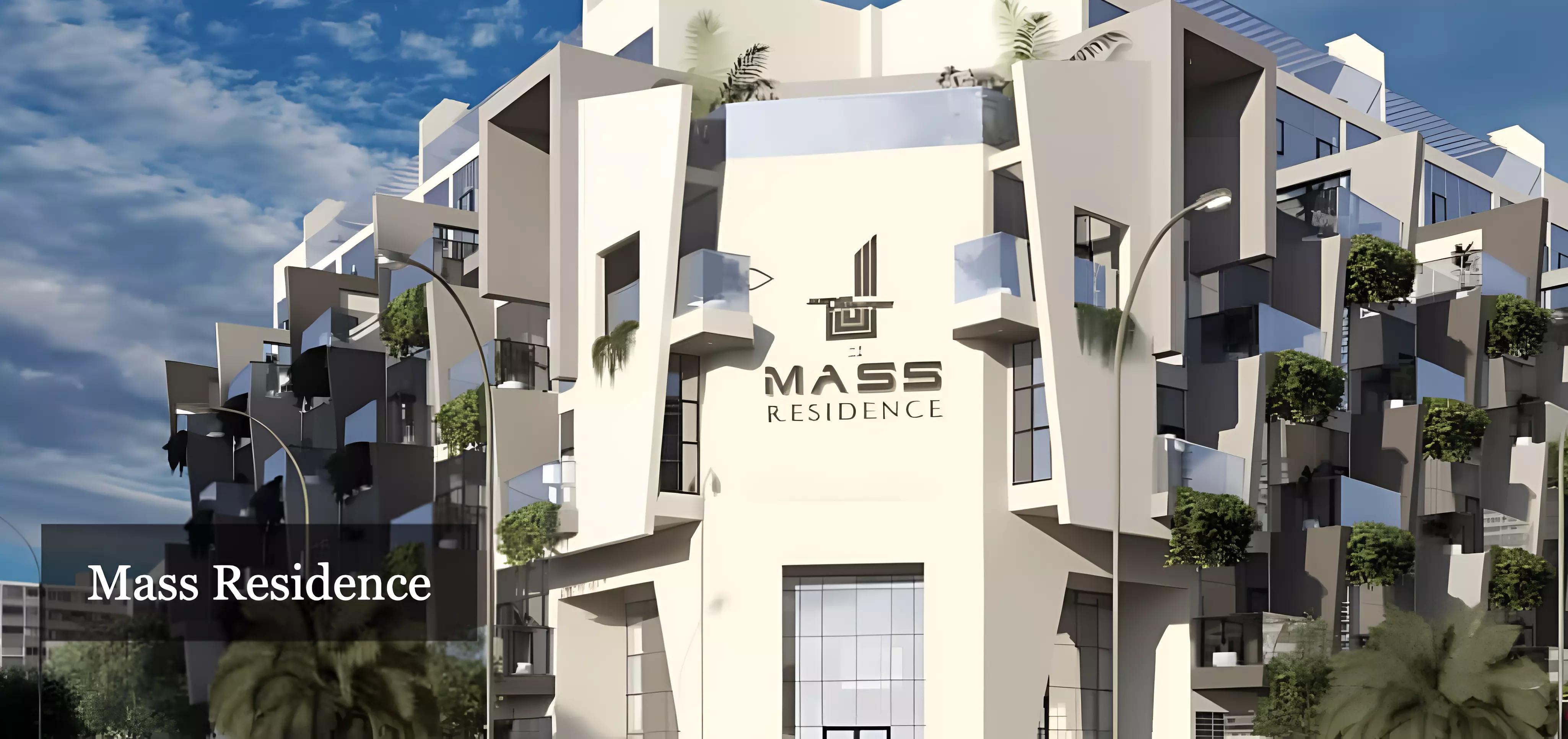 Mass Residences building view showing landscaped surroundings in JVC District 11, Dubai