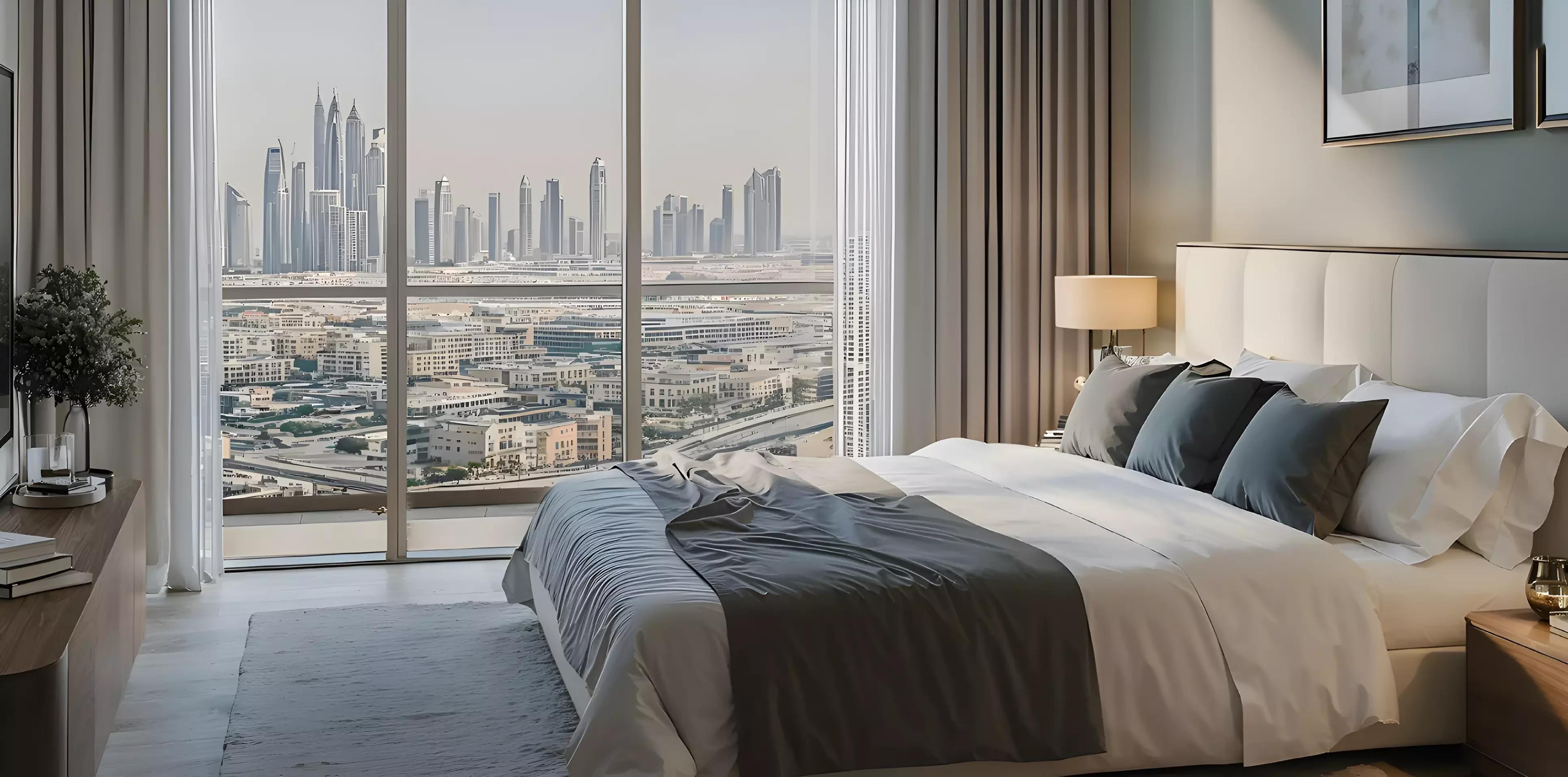 Azizi Raffi apartment interior living space, Al Furjan, Dubai