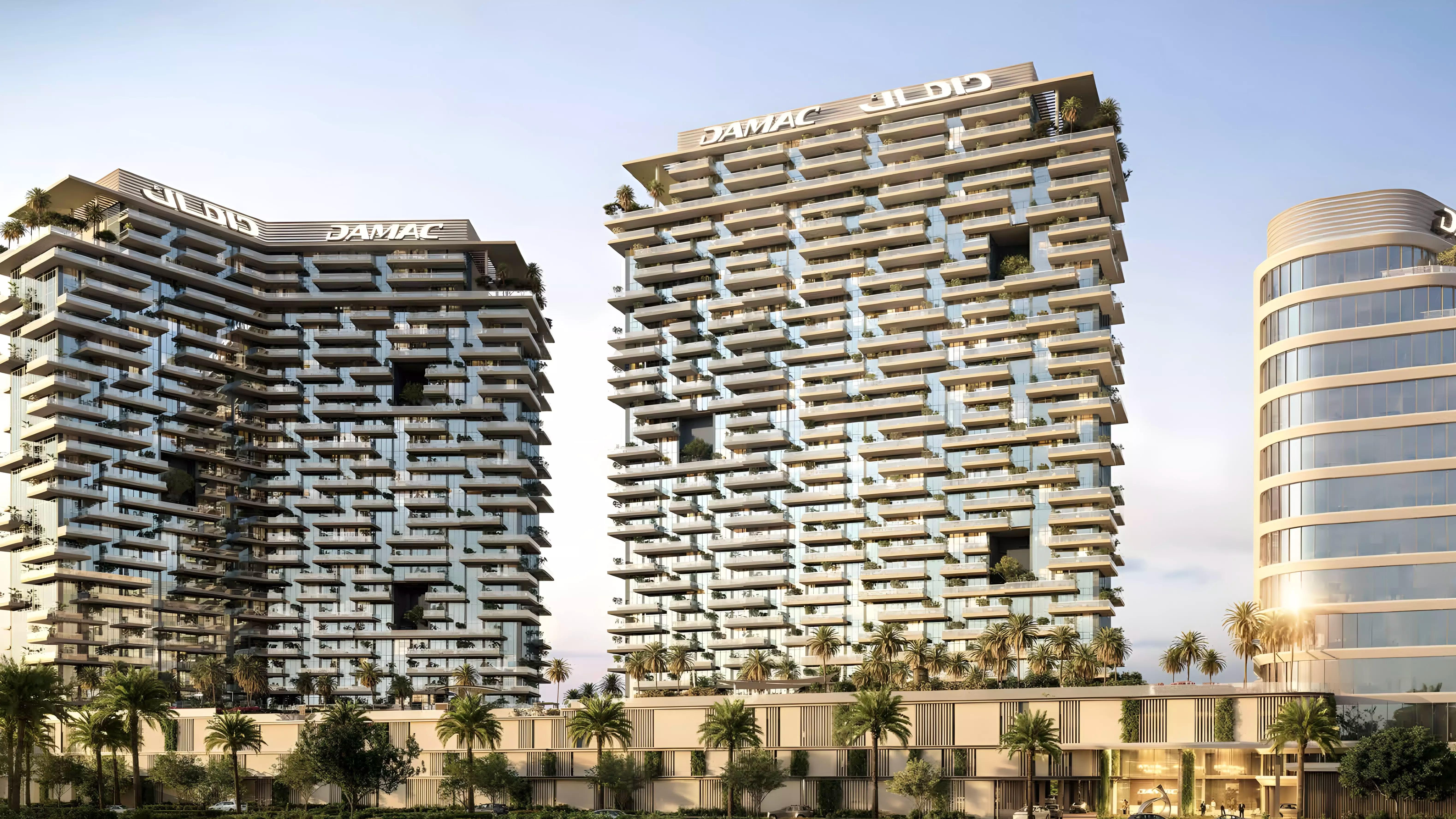 Damac District apartment building exterior at DAMAC Hills, Dubai
