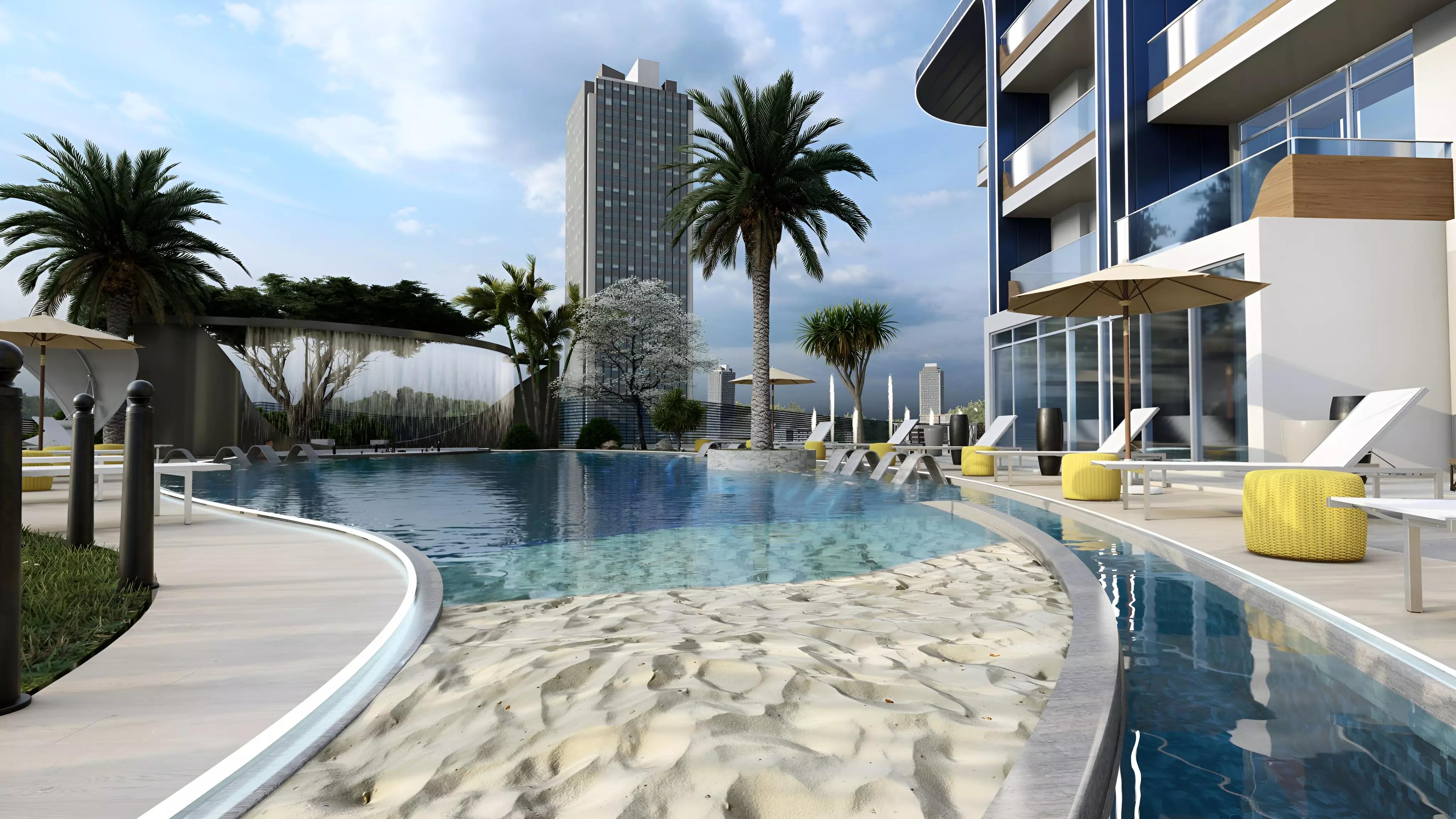 Samana Waves Phase 1 building entrance and landscaping