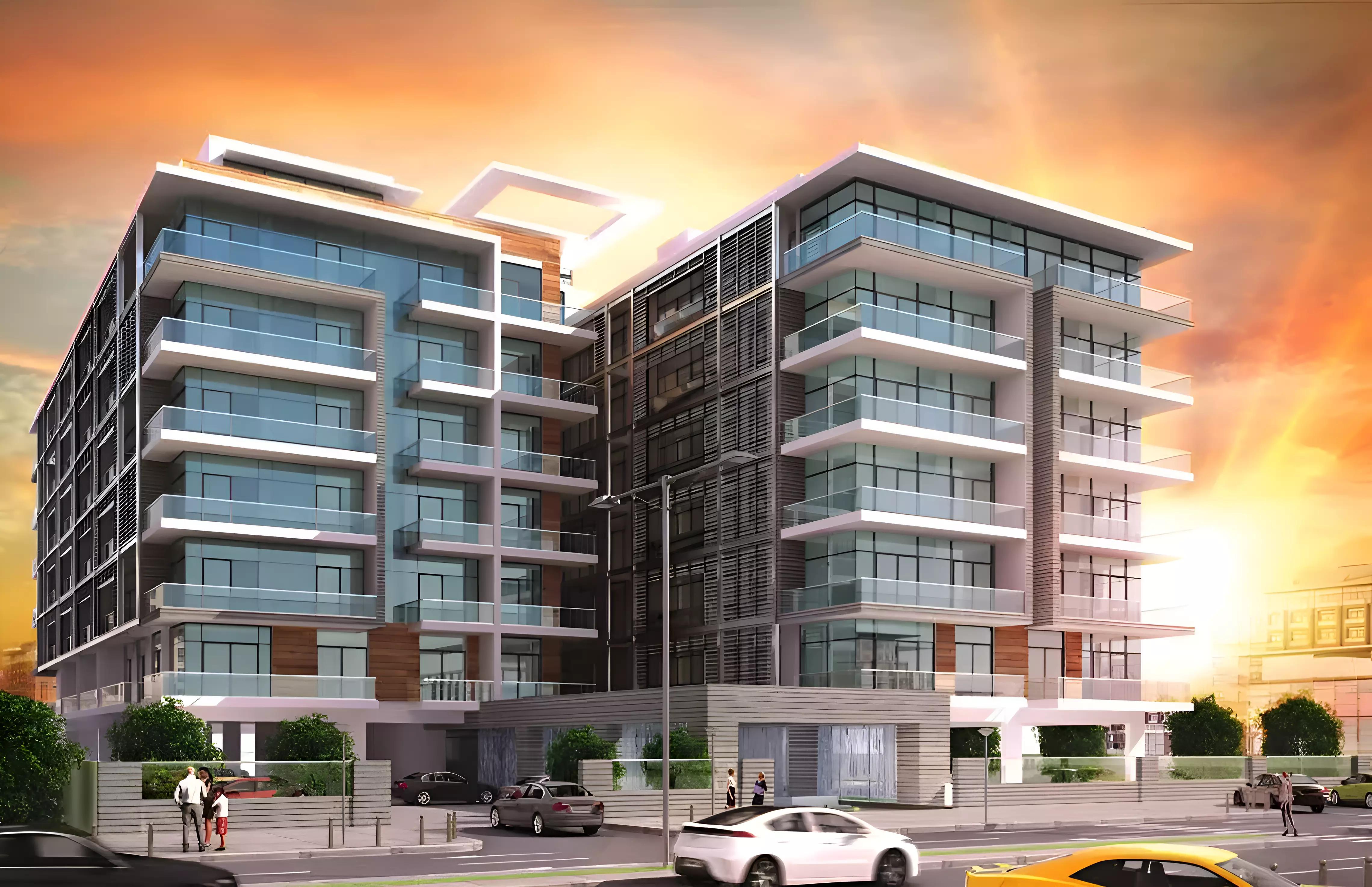 Street-level view of Al Haseen Residence Phase 3 freehold apartments