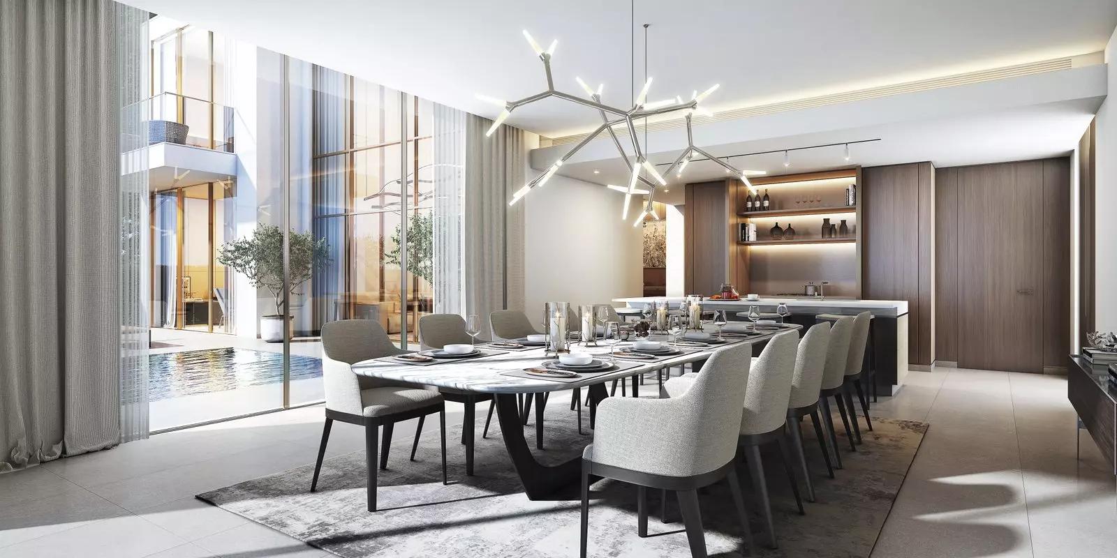 Sobha Estates villa garden and outdoor seating area, Sobha Hartland II, Dubai