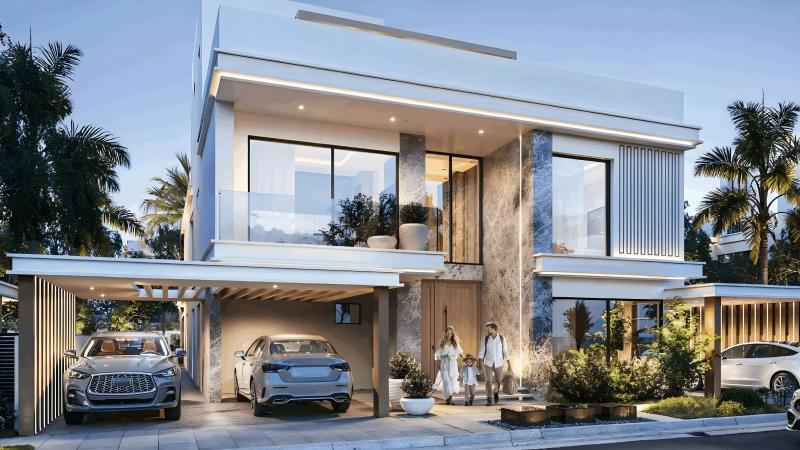 Barbados 2 townhouse row with communal gardens, DAMAC Islands 2