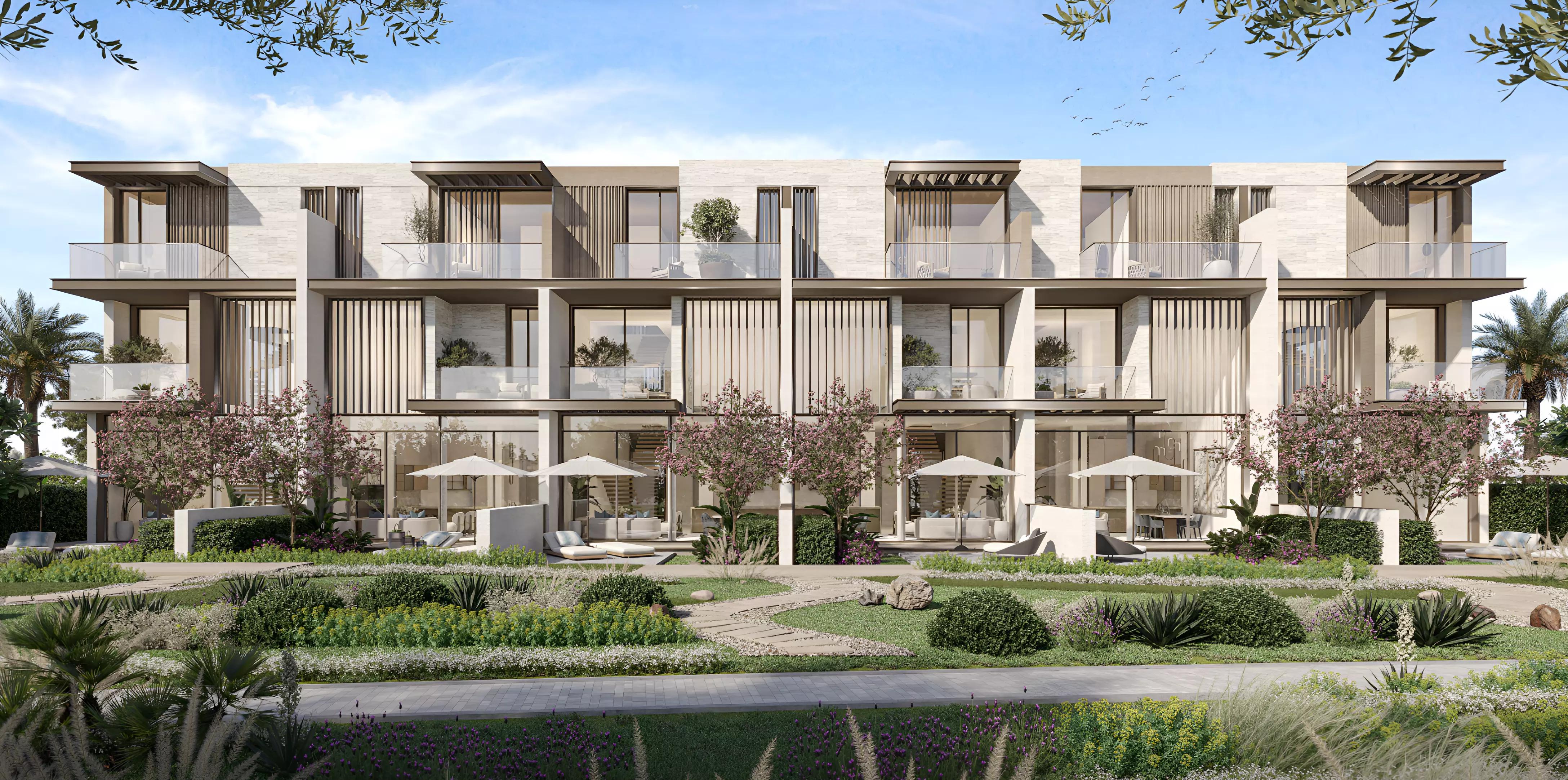 Community park and green landscaping at Nad Al Sheba Gardens Phase 7, Dubai