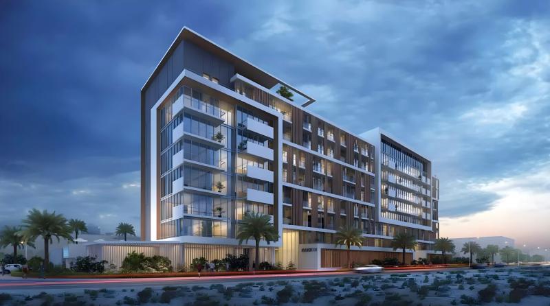 Azizi Riviera 64 building exterior render in the Meydan One Riviera cluster, Dubai