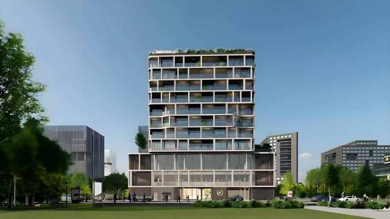 The Grandala building exterior facade, Jumeirah Garden City, Al Satwa, Dubai