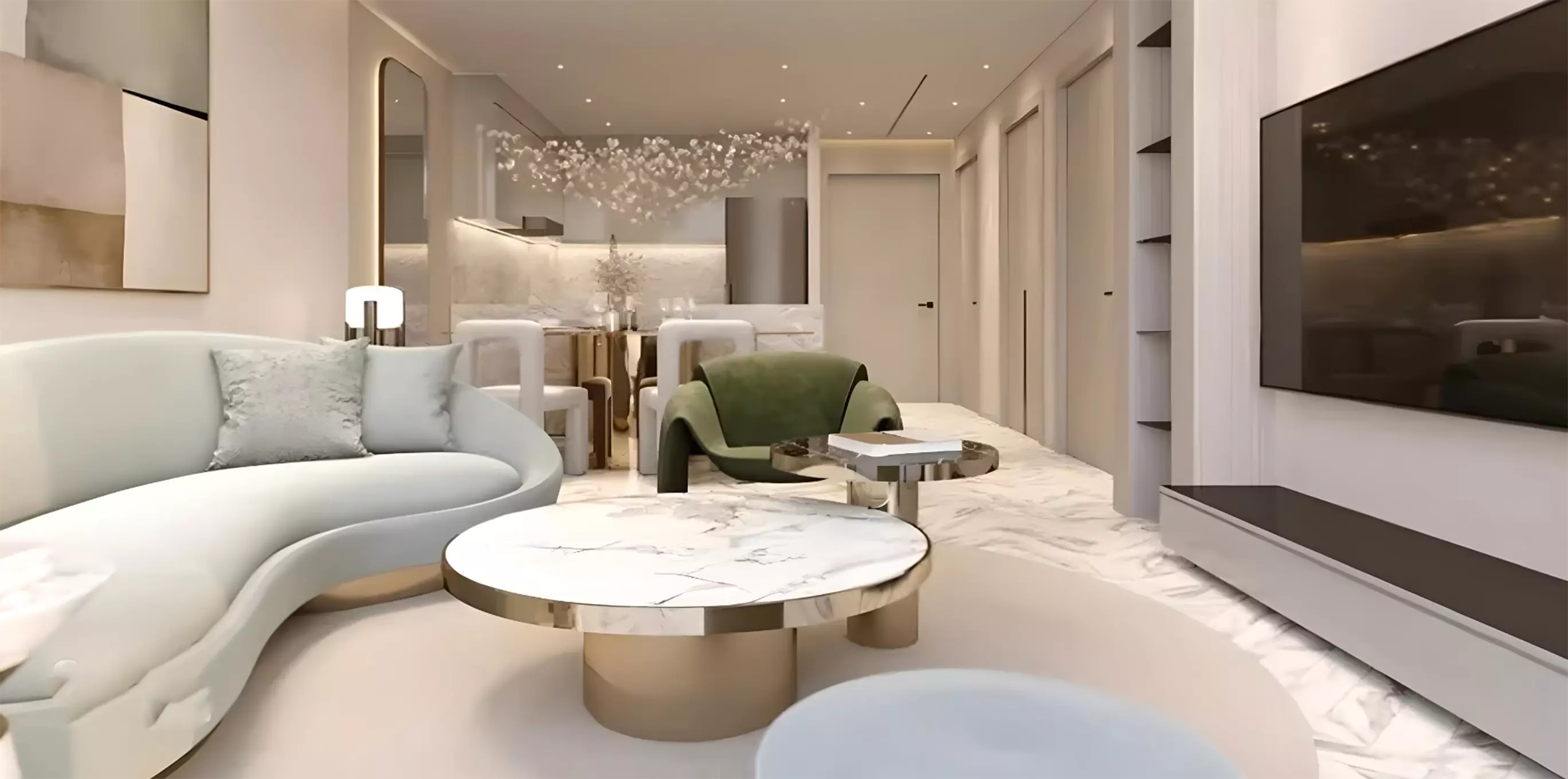 Interior apartment living space at Red Square Tower, Dubai