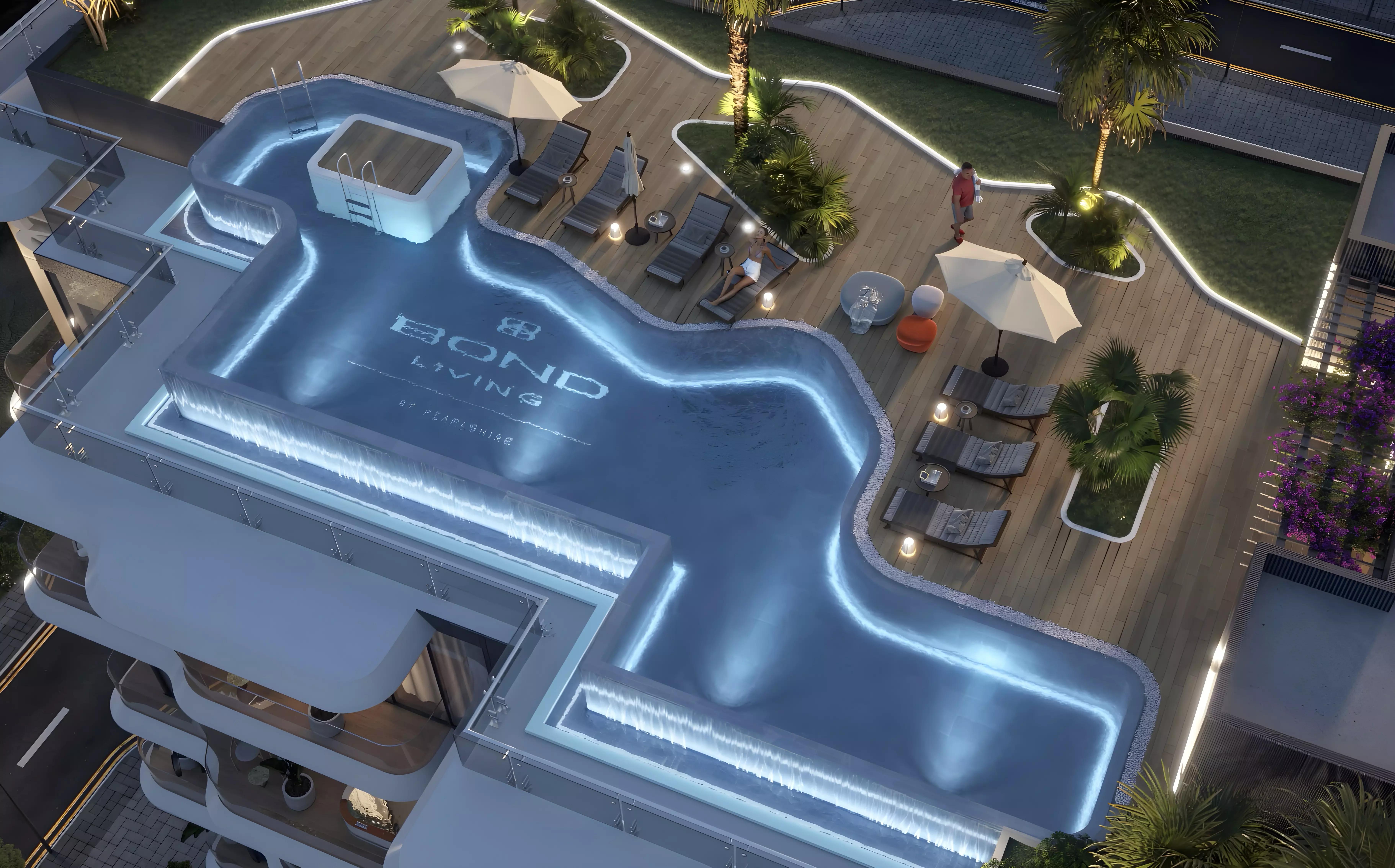 Bond Living indoor swimming pool amenity, Dubai Land Residence Complex