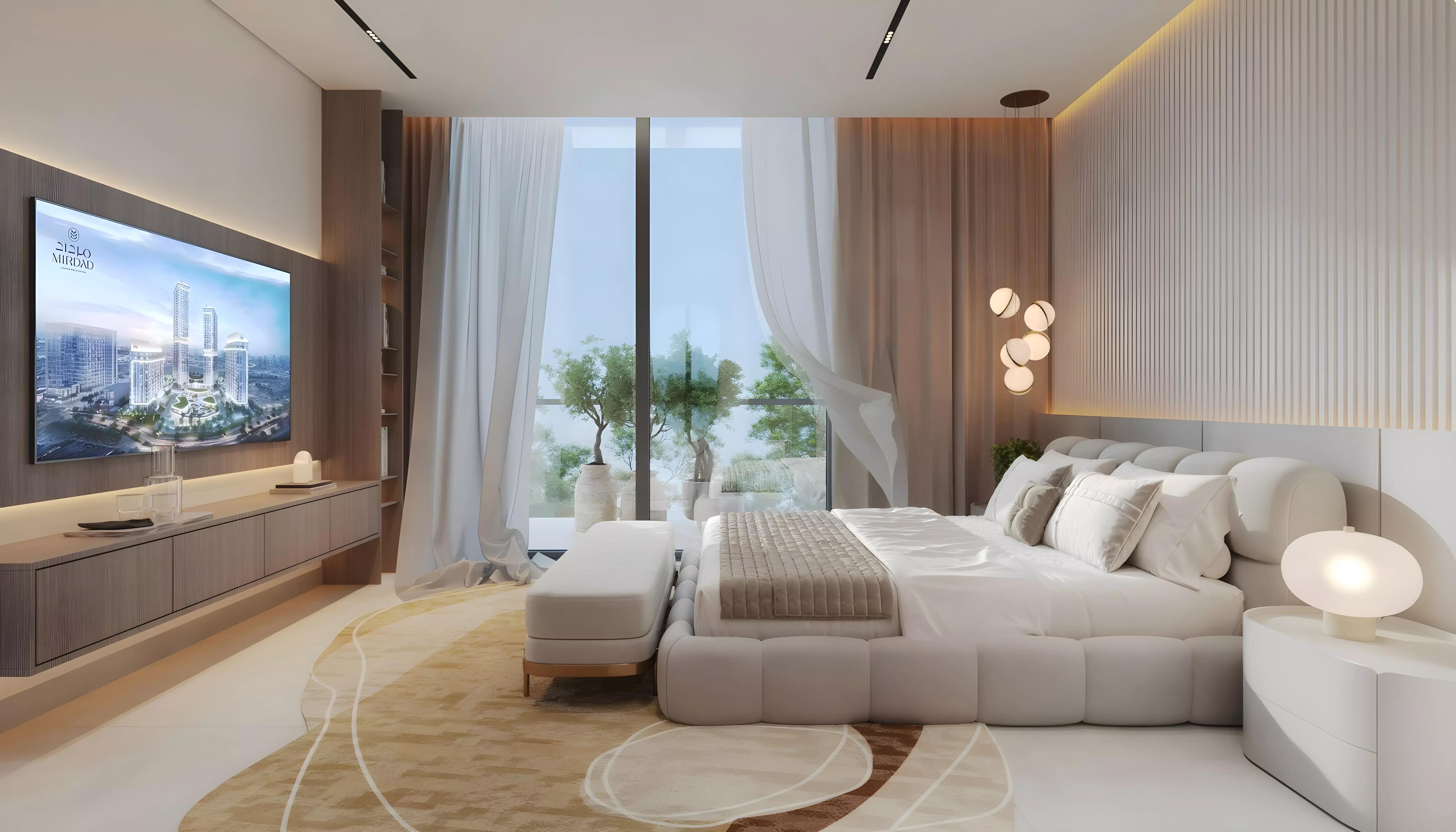 Mirdad landscaped gardens and outdoor amenity area, Motor City, Dubai