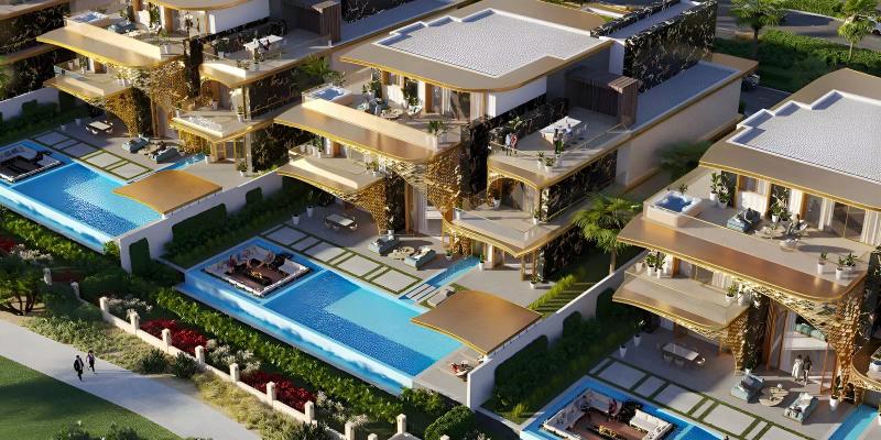 Damac Gems Estates villa exterior with landscaped garden, DAMAC Hills, Dubai
