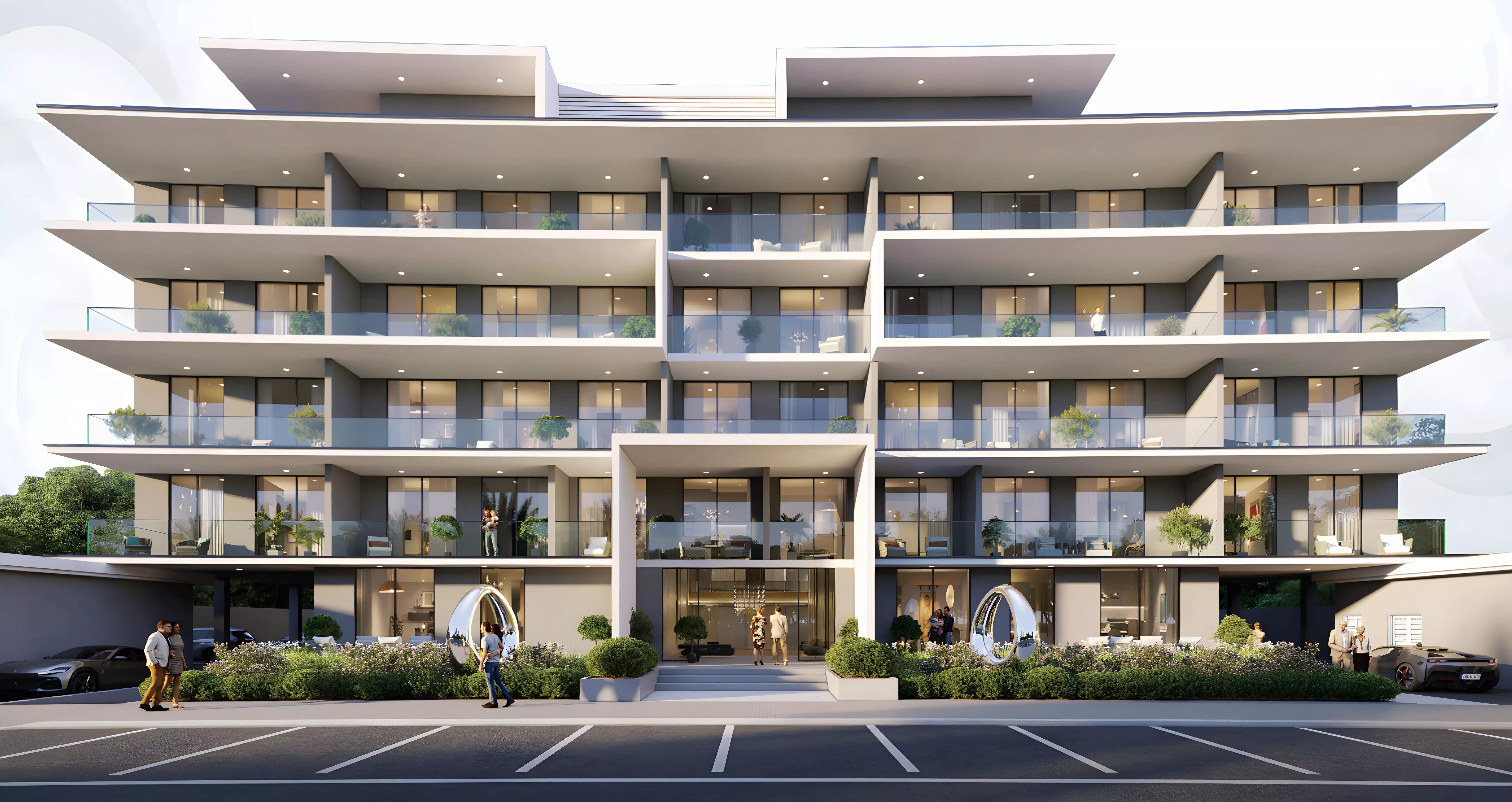 Exterior view of Lincoln Star Residence 2 apartment and duplex tower in The Pulse, Dubai South